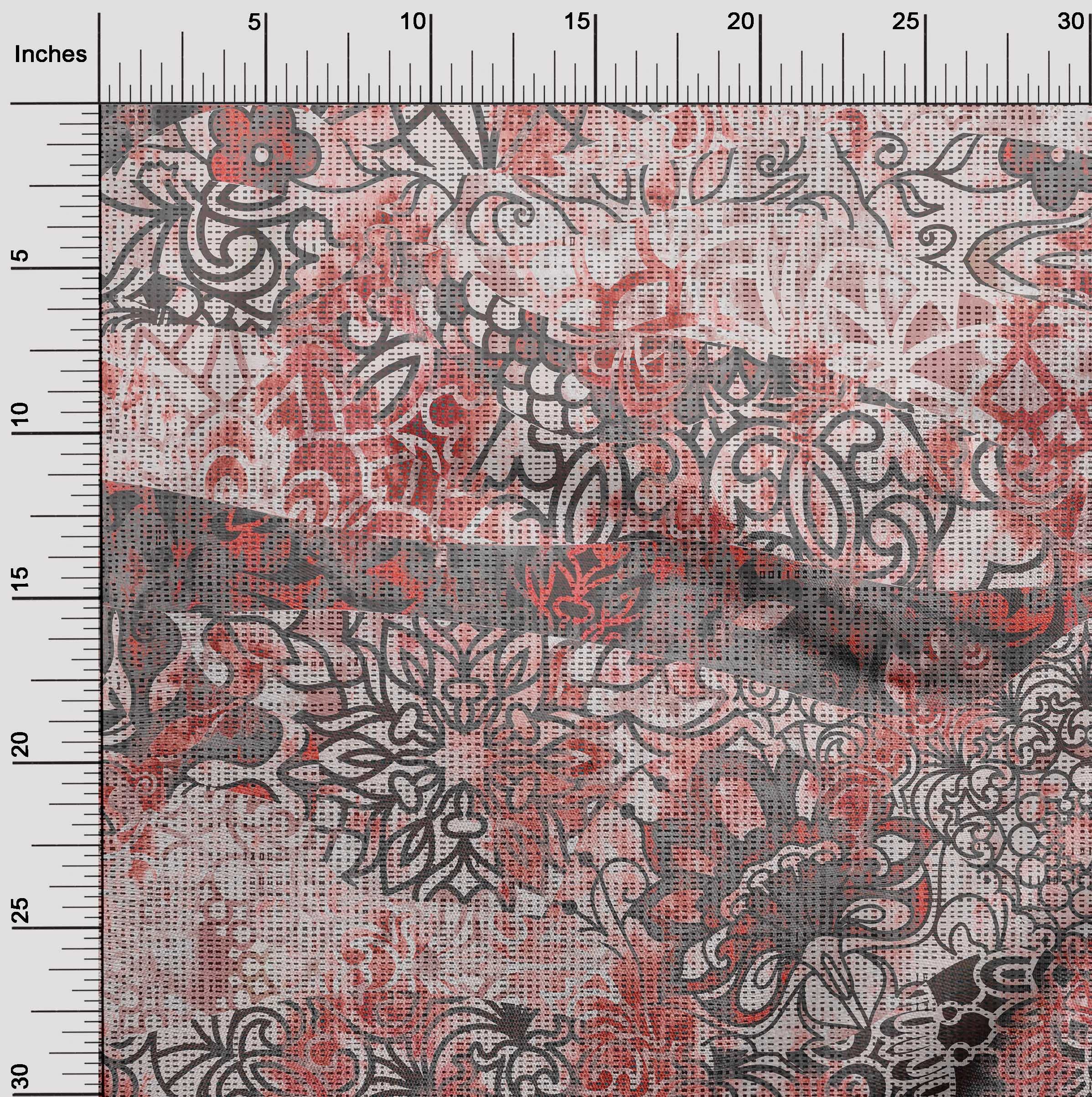 oneOone Rayon Gray Fabric - 56 Inch Wide Printed DIY Sewing Material for Clothing & Crafts | Perfect for Asian-Inspired Dresses, Blouses, and Home Decor Projects