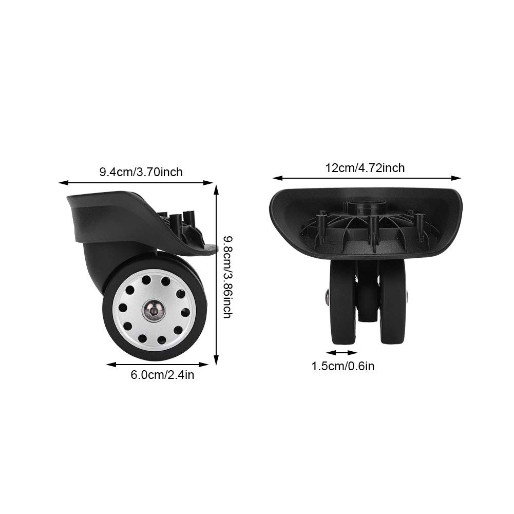 2Pcs Universal Luggage Caster Wheels - A88 PP PET Swivel Replacement Wheels with Multihole Design & Accessories for Suitcase Repair (Black) | Perfect for Travel Luggage, Carry-Ons & Spinner Case Maintenance