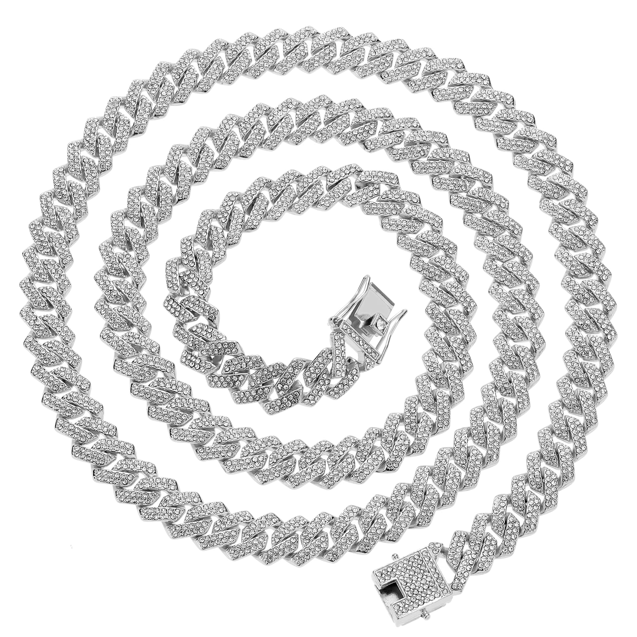 Men's Miami Cuban Link Chain Necklace - 14K Gold Plated, Rose Gold & Silver Options - Diamond-Cut Iced Out Hip Hop Jewelry with Gift Box - Perfect for Gifts, Parties & Streetwear Fashion