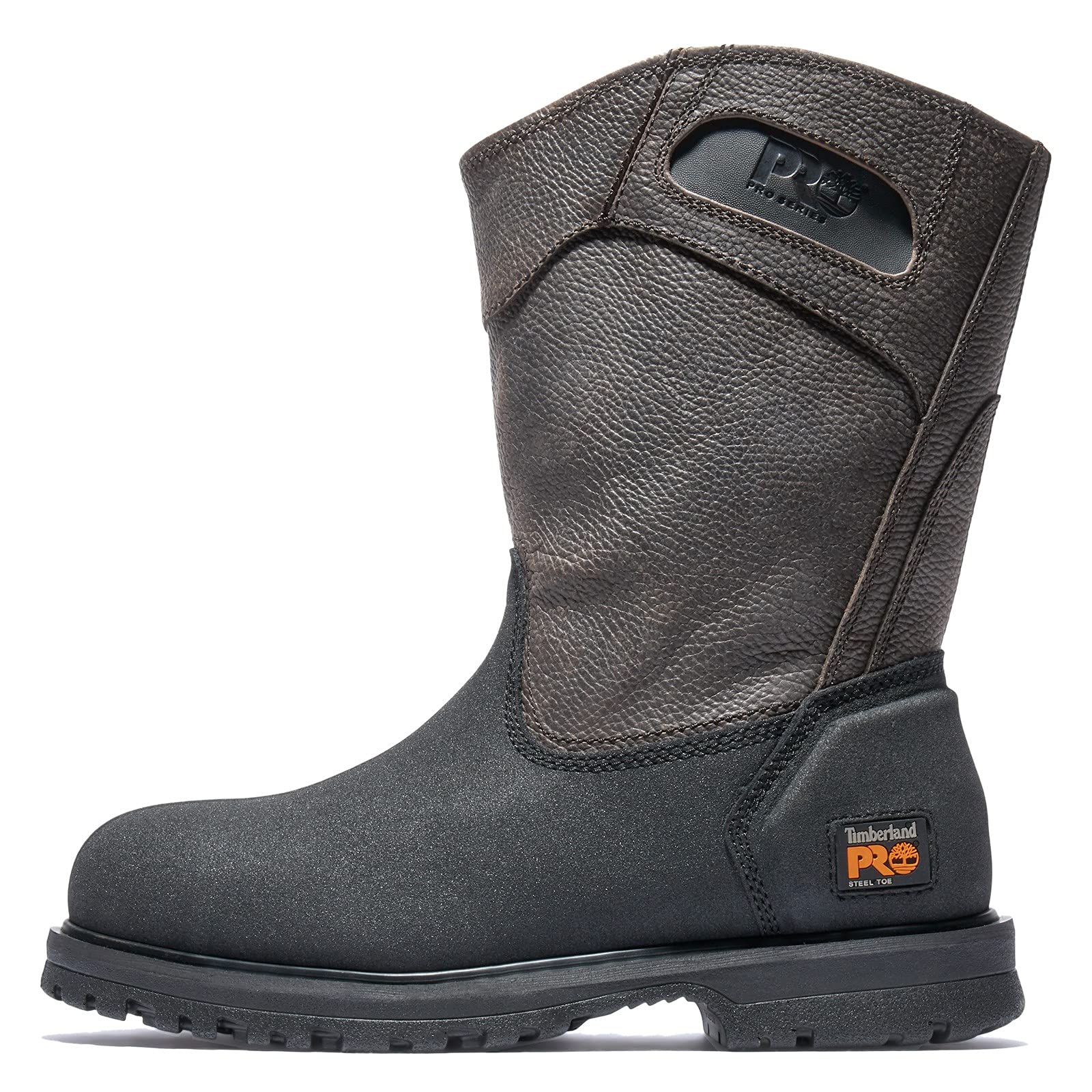 Timberland PRO Men's Powerwelt Pull-On Steel Toe Work Boots - Waterproof, Slip Resistant for Construction, Industrial & Outdoor Work Safety