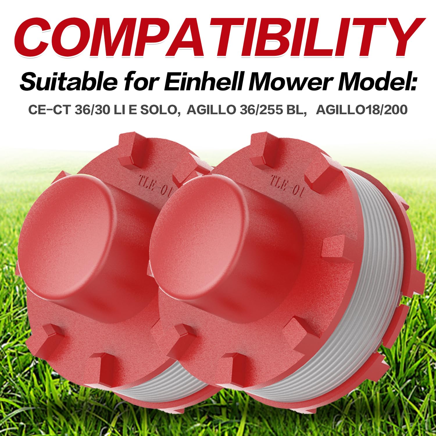 3Pcs Replacement Trimmer Line Spool for Einhell Cordless Grass Trimmer GE-CT 36/30 LI E Solo, AGILLO 36/255 BL, AGILLO 18/200 - 2mm Diameter Nylon Line (8m Length) - Perfect for Lawn Care & Garden Maintenance