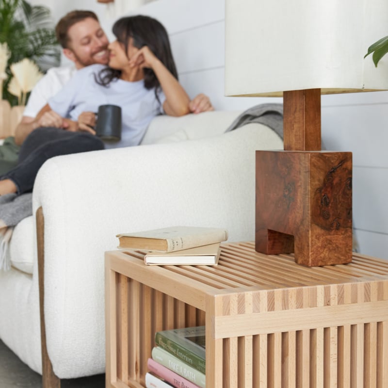 Eco-Friendly Zero Waste Slatted Side Table - Sustainable Wooden Nightstand for Bedroom, Living Room & Patio - Perfect for Small Spaces & Minimalist Decor