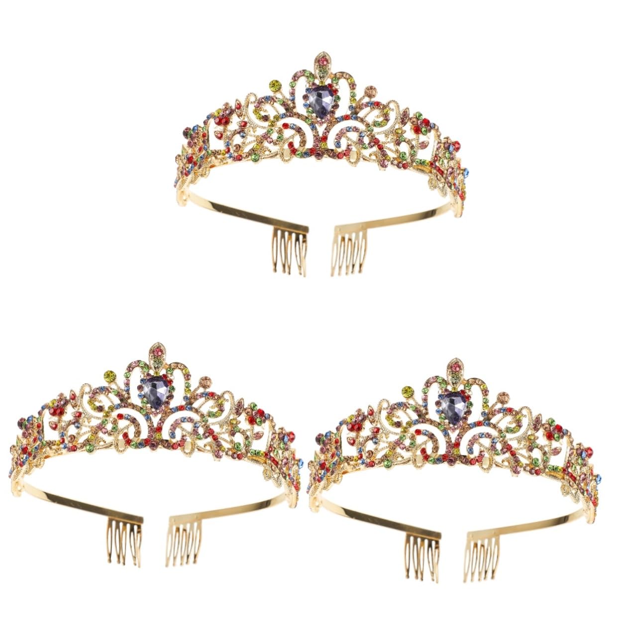 2PCS Baroque Crystal Bridal Tiara Headpiece - Wedding Crown for Bride, Prom, Pageant, Birthday & Princess Costume Accessories | Elegant Alloy Hairband for Bridal Shower, Banquet & Special Occasions