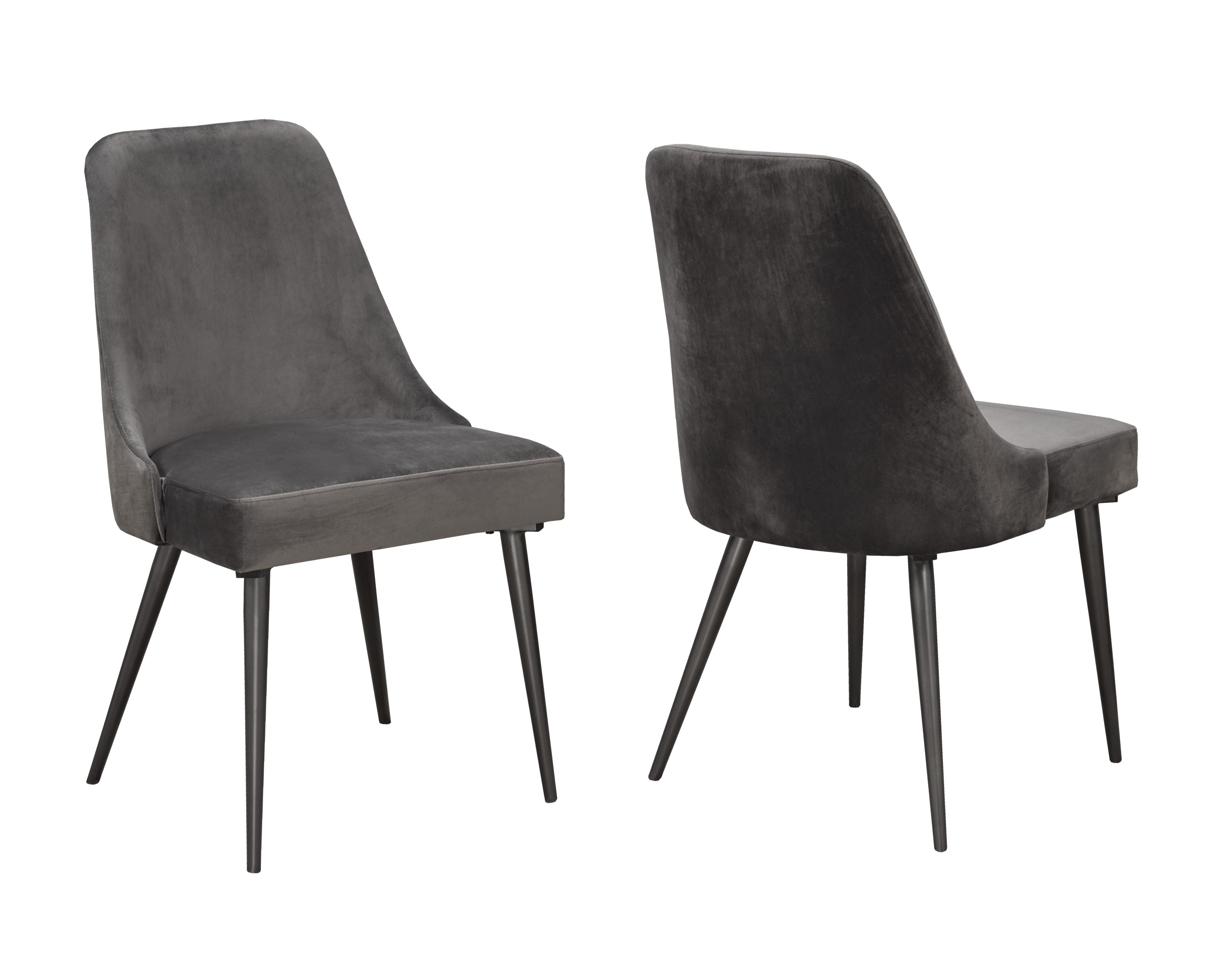 Luxury Celine Dining Chairs Set of 2 - Grey Velvet Upholstered Modern Kitchen Chairs for Dining Room & Home Decor