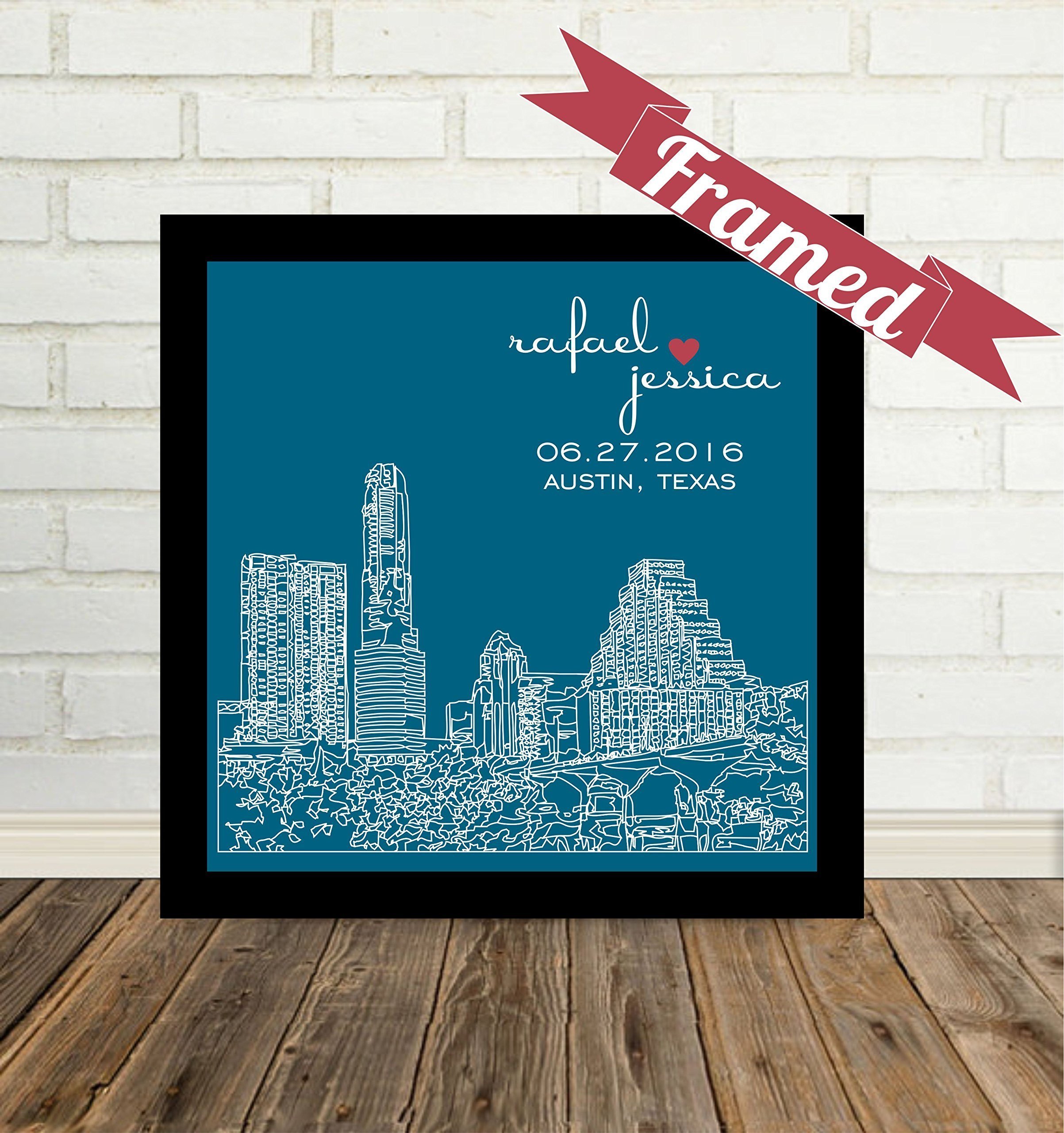 Brooklyn New York Skyline Framed Art Print - Unique Wedding Gift for Couples, Personalized City Art Available Worldwide | Perfect for Anniversaries, Home Decor & Office Wall Art