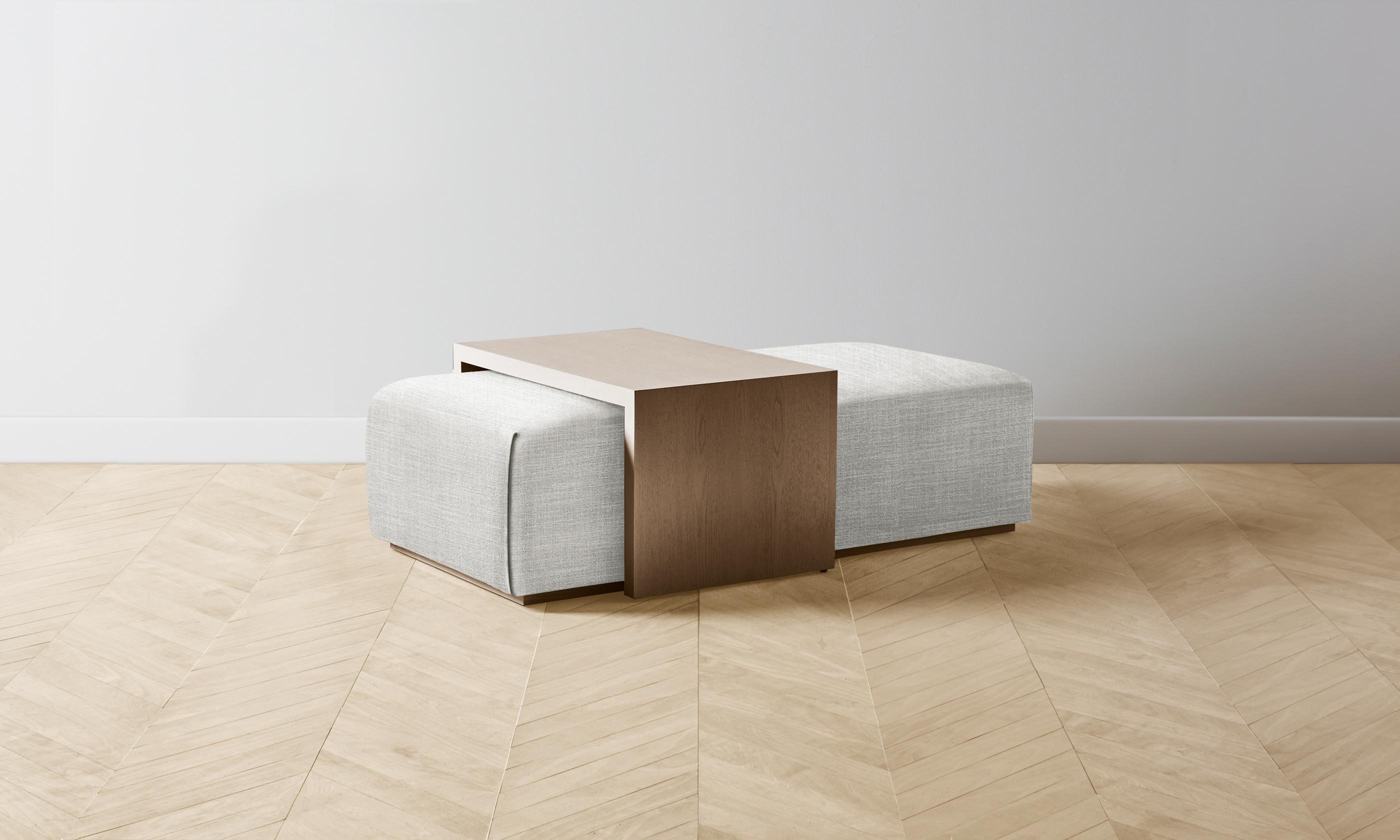 The Bowery Ottoman - Performance Textured Tweed Dove Upholstered Storage Bench | Modern Living Room, Bedroom & Entryway Furniture for Small Spaces