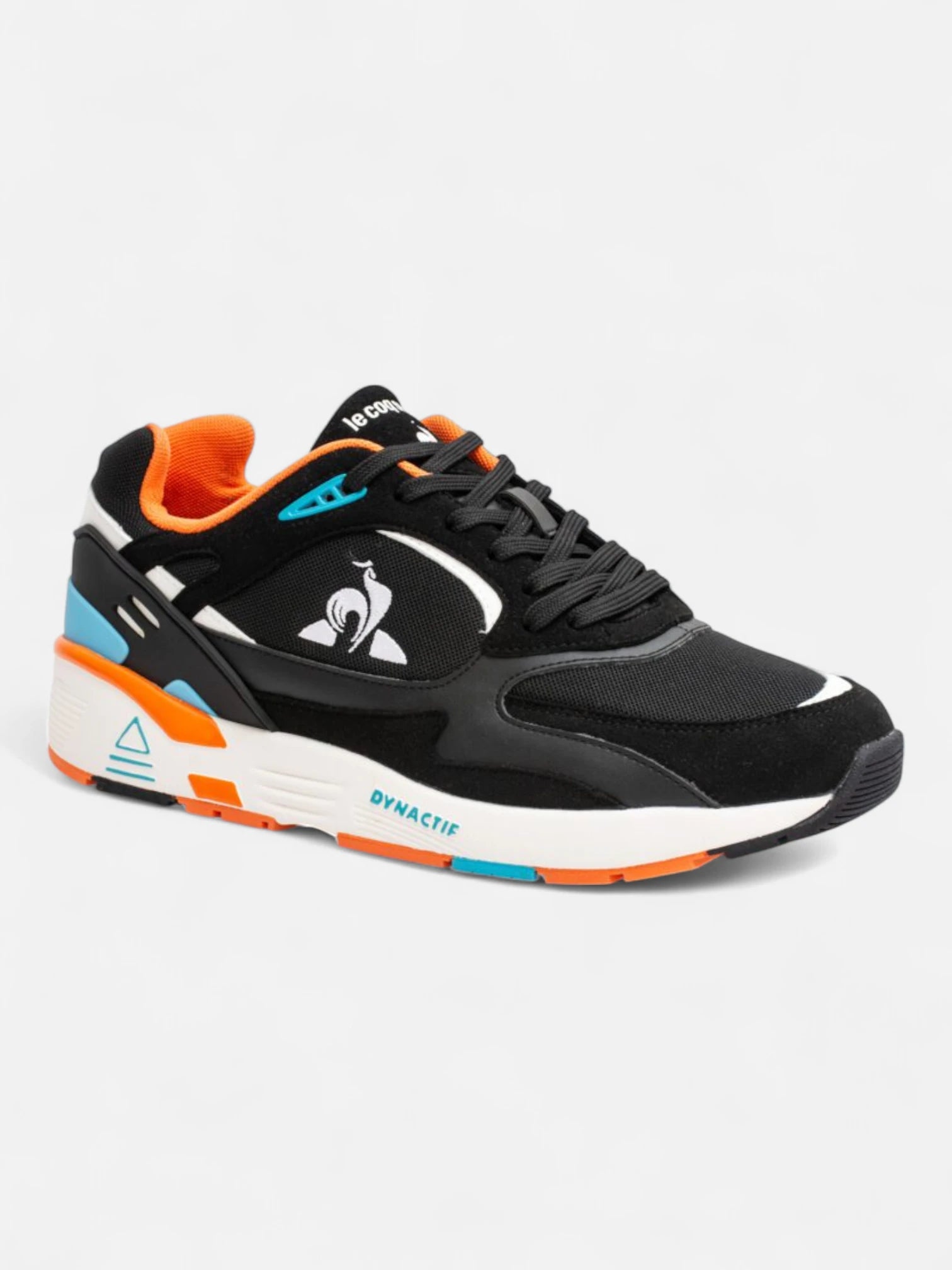 Le Coq Sportif R1100 Pop Sneakers - Black, Orange & Sky Blue Running Shoes for Men & Women | Lightweight Comfort for Jogging, Gym & Casual Wear