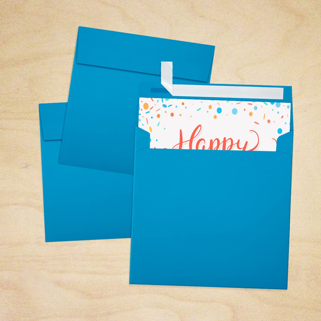 Premium Square Invitation Envelopes 5x5 Inches - Self-Sealing Peel & Press Design - 80lb Text Weight - Pool Blue - 1000 Pack - Perfect for Wedding Invitations, Greeting Cards, Party Favors and Business Correspondence