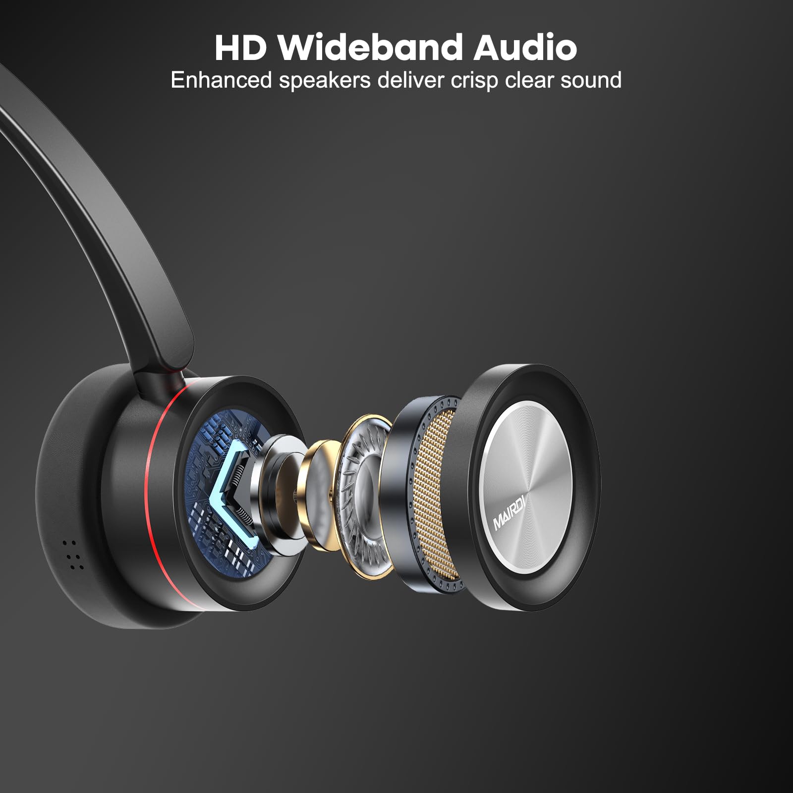 MAIRDI USB Headset with Noise Canceling Microphone for PC, Laptop - Computer Headset for Office Work, Call Center, Business Softphone, Teams & Zoom Meetings - Perfect for Remote Work & Online Classes