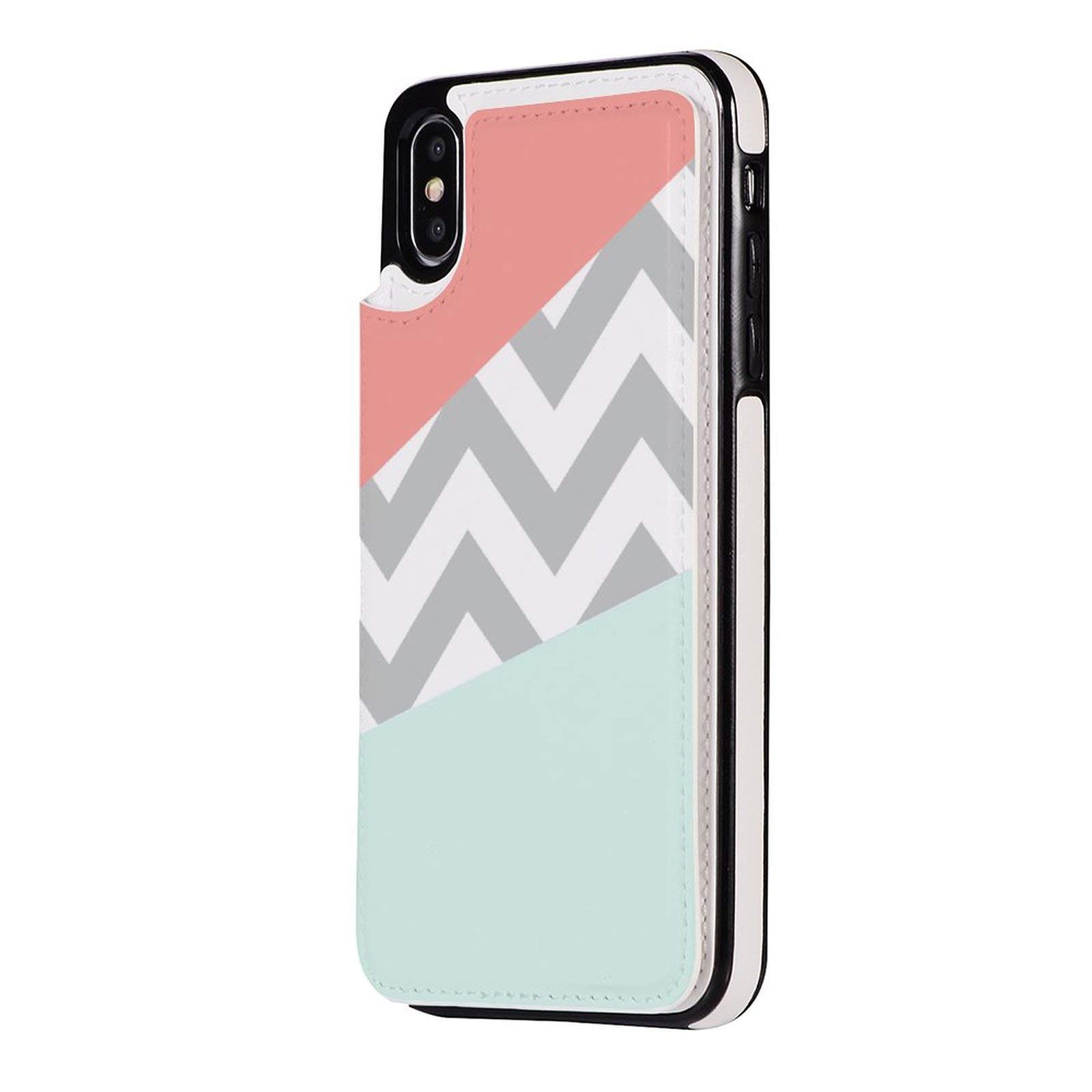 Chevron Design iPhone Xs MAX Wallet Case - Premium TPU Leather Folio Stand Cover with Card Slots & Magnetic Closure | Perfect for Business, Travel and Everyday Use