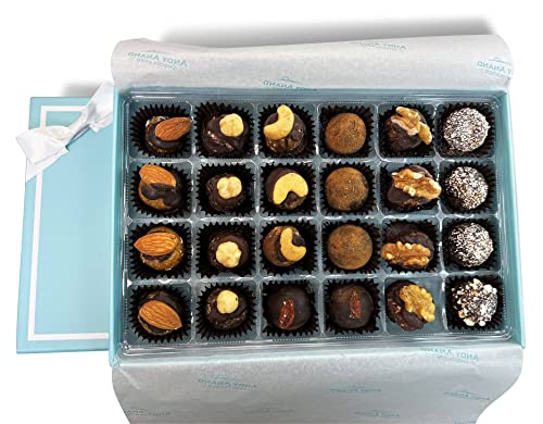 Andy Anand Dark Chocolate Truffles 24 Pcs - Premium Vegan Chocolate Gift Box with Greeting Card | Perfect for Holidays, Birthday Gifts & Corporate Events