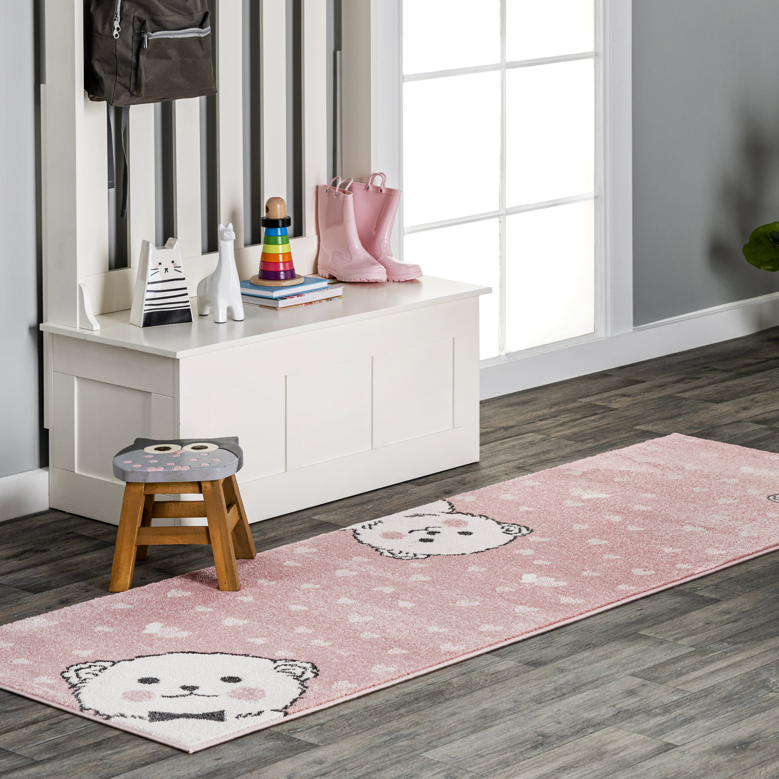 Blushing Bears Nursery Rug | Soft Pink Play Mat for Baby Room | Perfect for Playtime, Crawling & Nursery Decor
