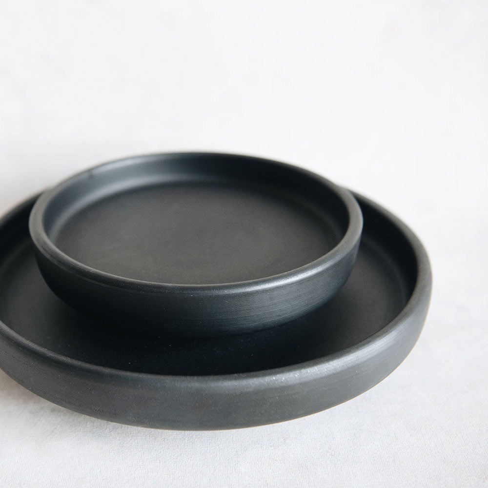 Handmade Earthenware Ceramic Pedestal Tray - Decorative Serving Platter for Dining Table, Coffee Bar & Home Decor - Rustic Farmhouse Style Centerpiece for Fruits, Desserts or Display