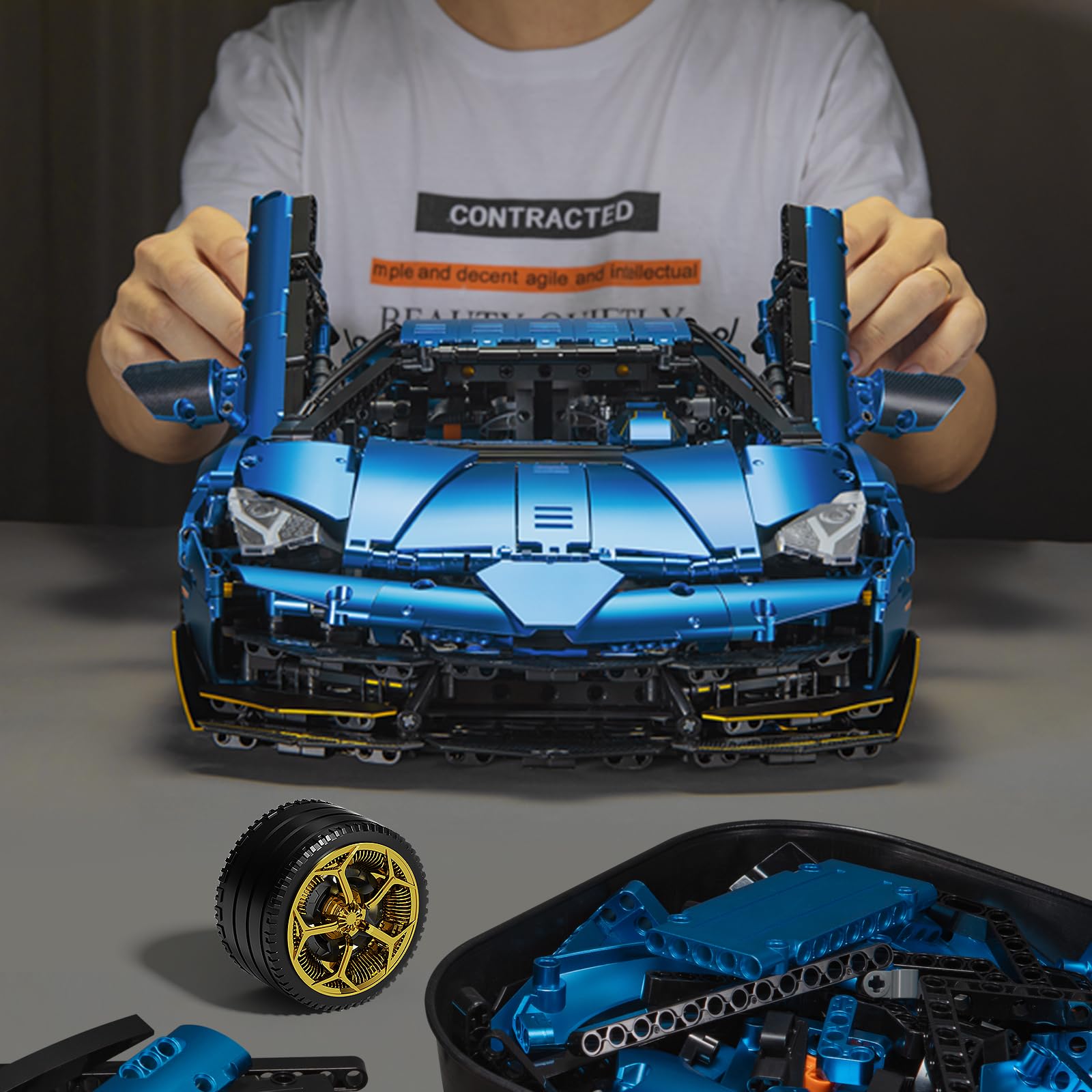 ZYLEGEN 1:8 Scale Lamborghini Race Car Building Set - 3,811Pcs Hypercar Model Engineering Toy for Adults & Teens, Collectible Sports Car Building Blocks Kit for Motorsport Fans - Perfect for Display, Gifts & STEM Learning