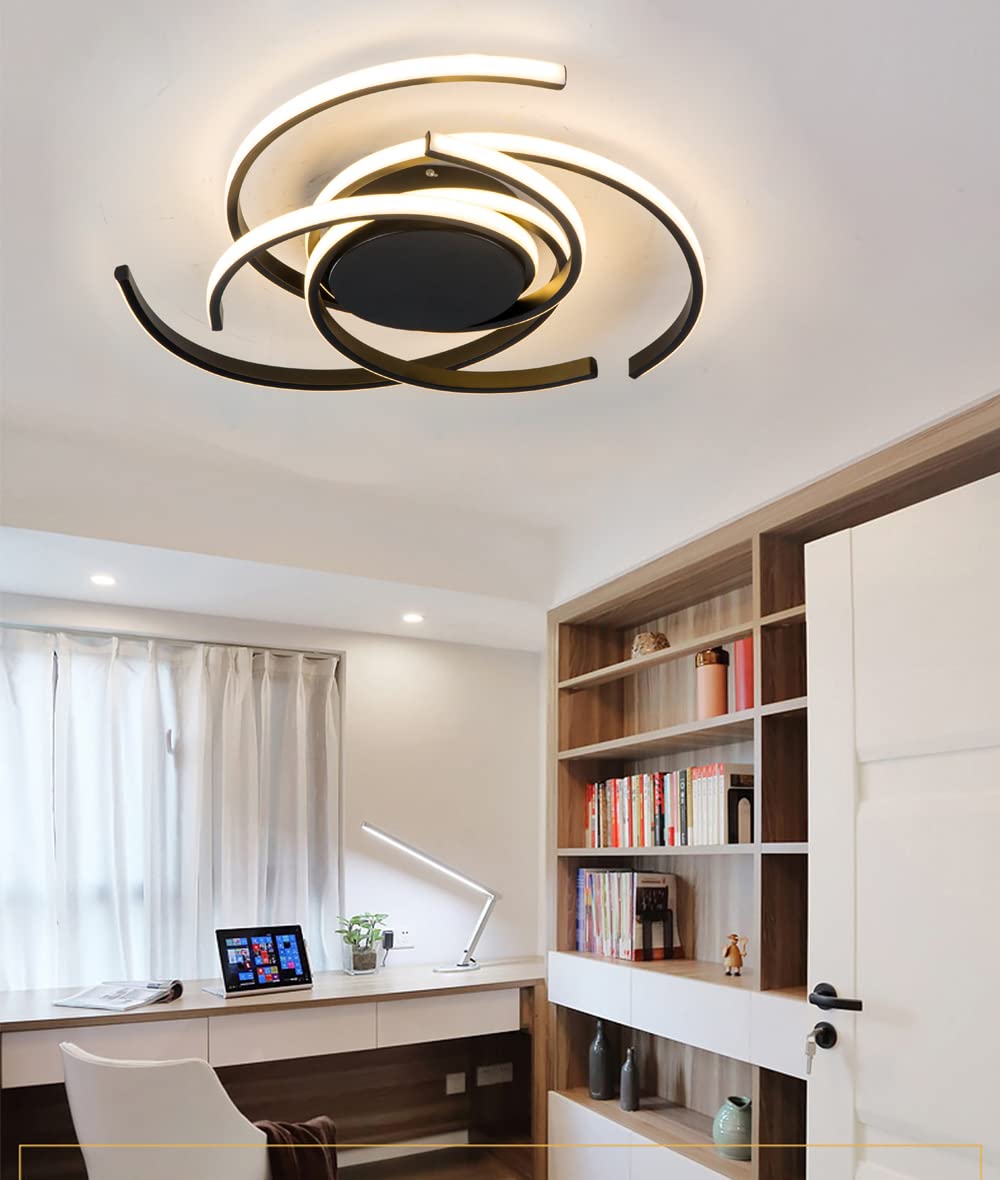 Dimmable LED Ceiling Light with Remote Control - Modern Acrylic Chandelier for Living Room, Kitchen, Dining Room, Bedroom & Bathroom | Flush Mount Hanging Lamp for Home Decor & Ambient Lighting