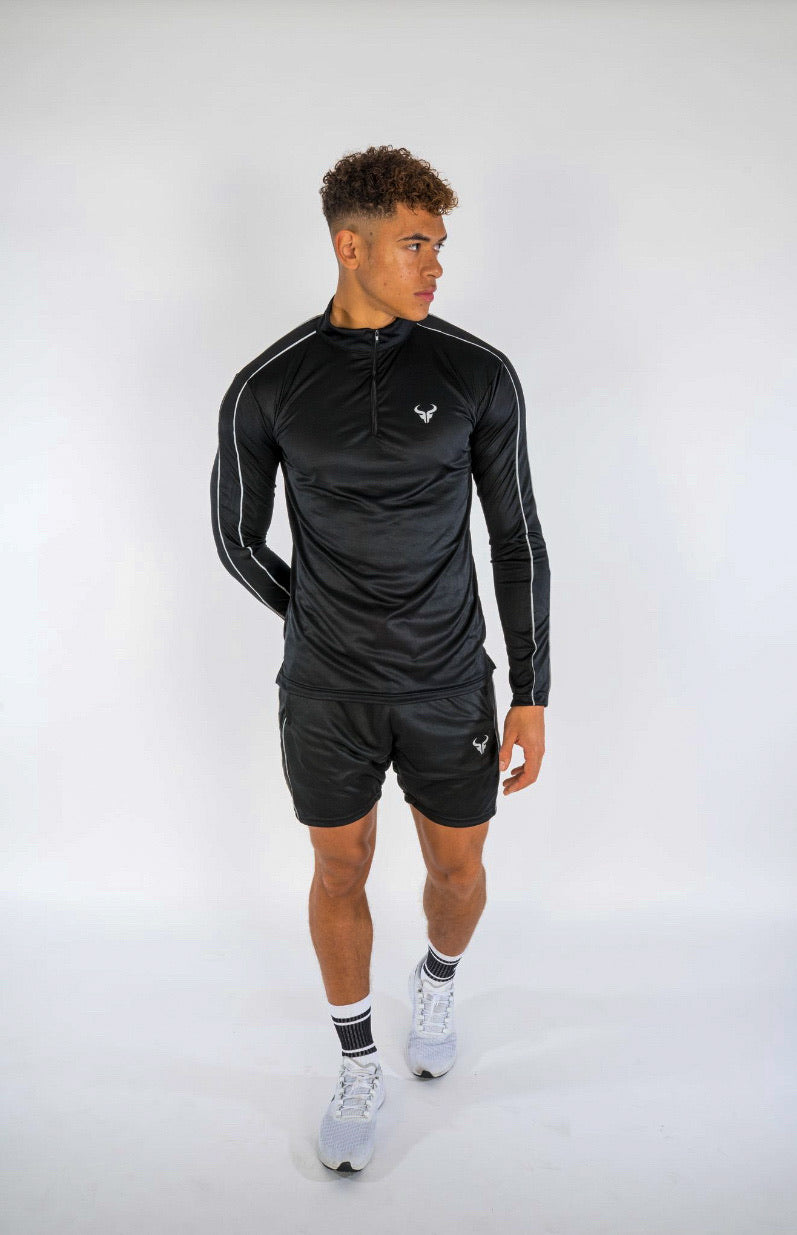 Cerus Black Element 1/4 Zip Pullover - Lightweight Athletic Performance Top for Men | Gym, Running & Outdoor Activities