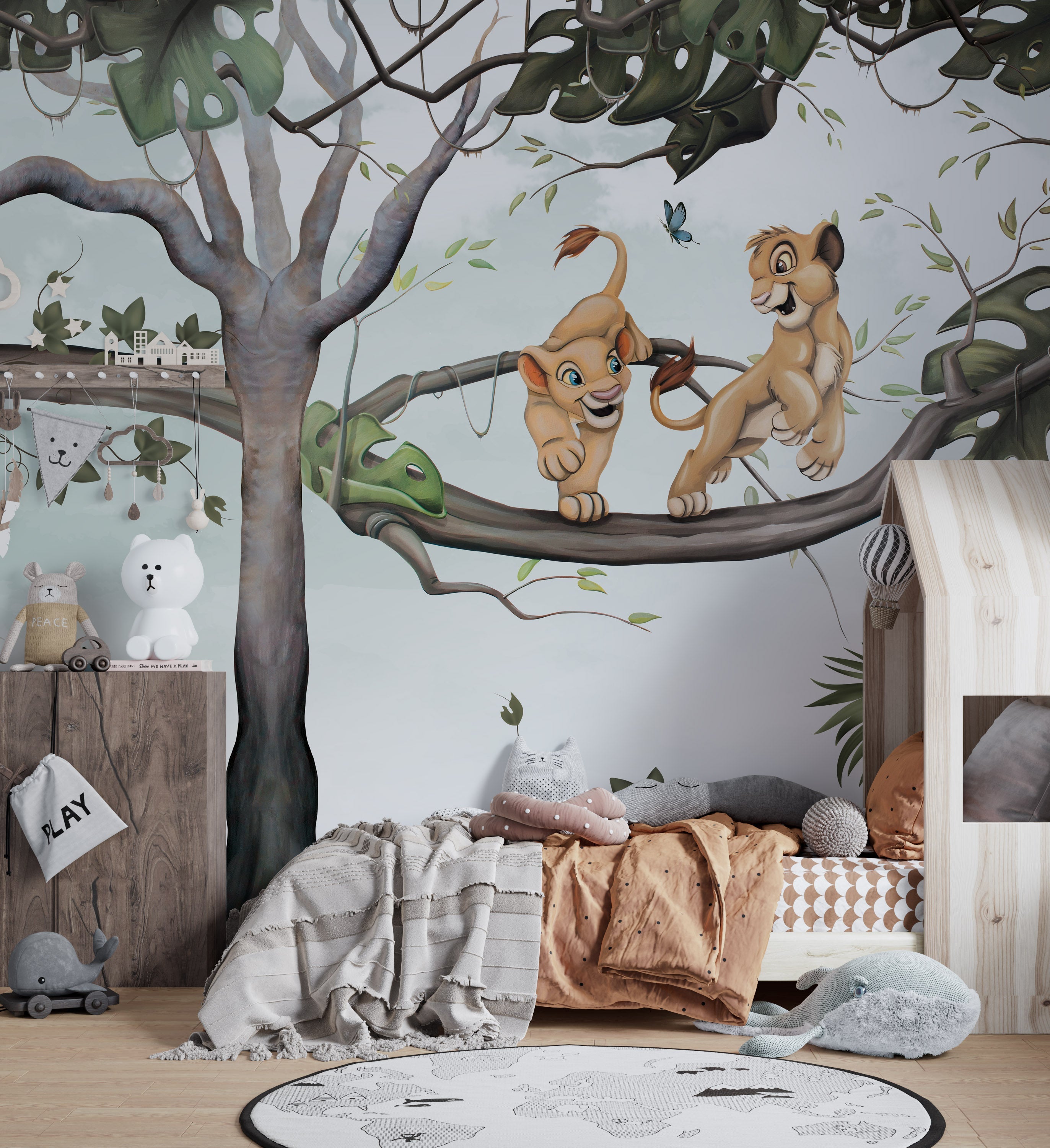 Simba & Nala The Lion King Kids Room Wallpaper - Disney Jungle Theme Nursery Decor for Boys & Girls Bedrooms