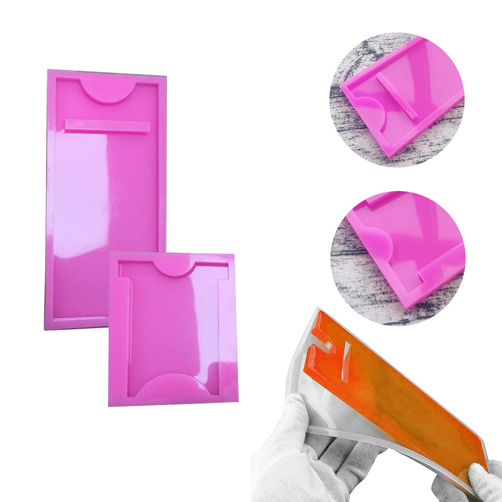 DoreenBow Resin Phone Stand Molds - Epoxy Casting Silicone Mobile Phone Holder with Broken Gold Foil for DIY Craft | Perfect for Jewelry Making, Home Decor & Gift Ideas