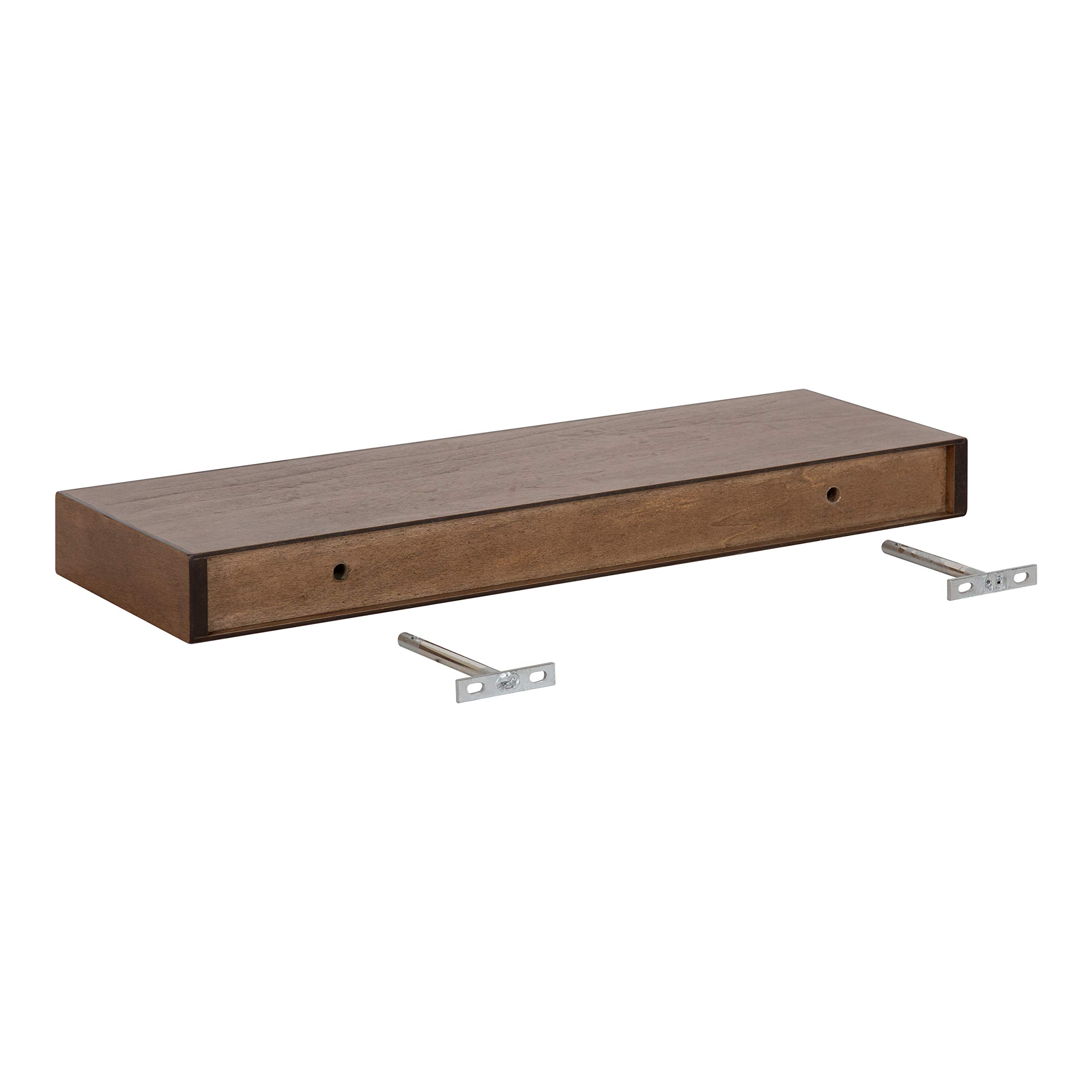 Kate and Laurel Havlock Modern Floating Shelves - Set of 2, Rustic Brown Wood Wall Shelves for Farmhouse Decor, Living Room Storage & Display | Perfect for Books, Photos, Plants and Home Organization