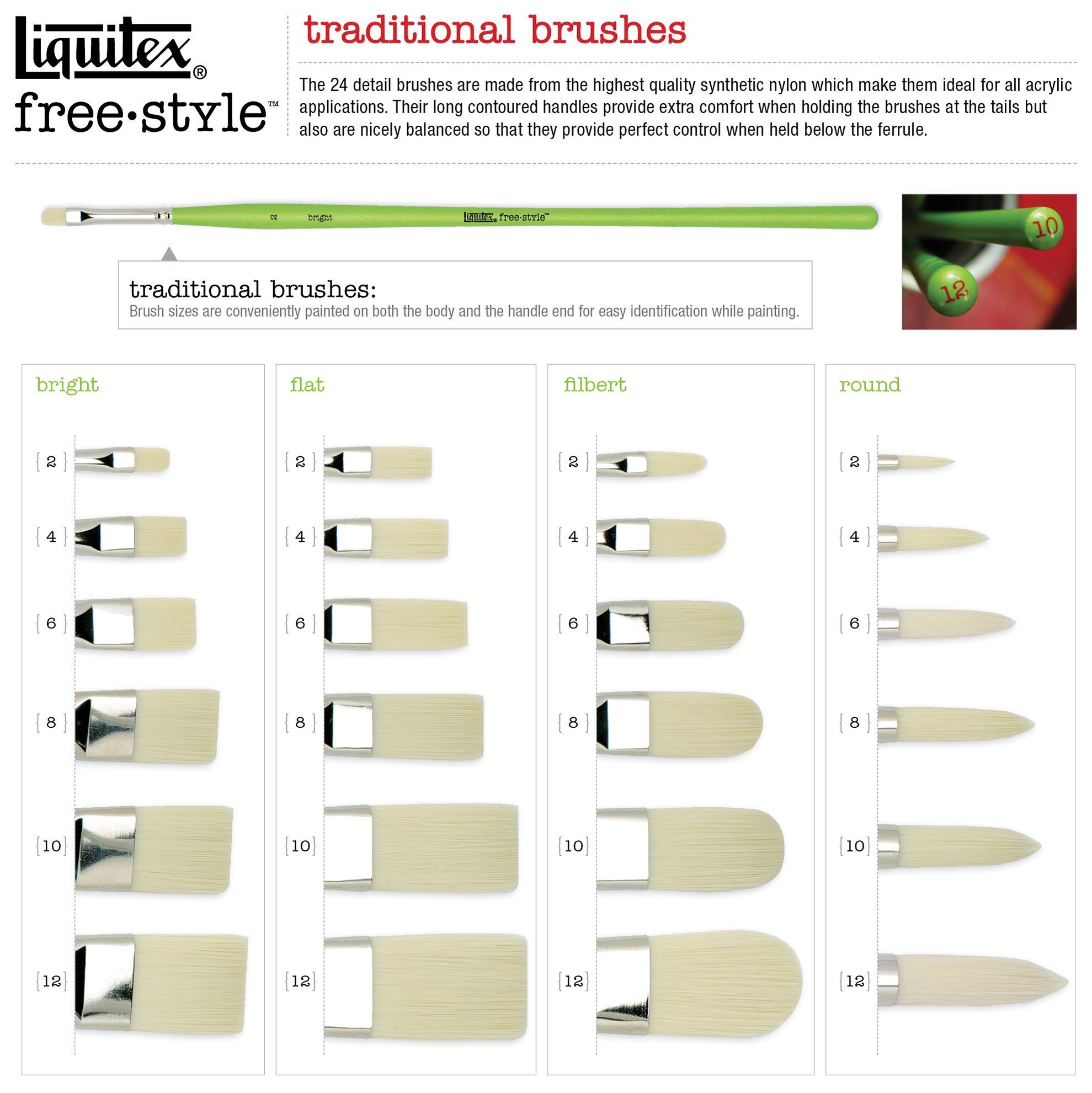 Liquitex Freestyle Short Handle Brush No.6 - Professional Acrylic Paint Brush for Artists - Perfect for Canvas, Watercolor & Fine Detail Painting