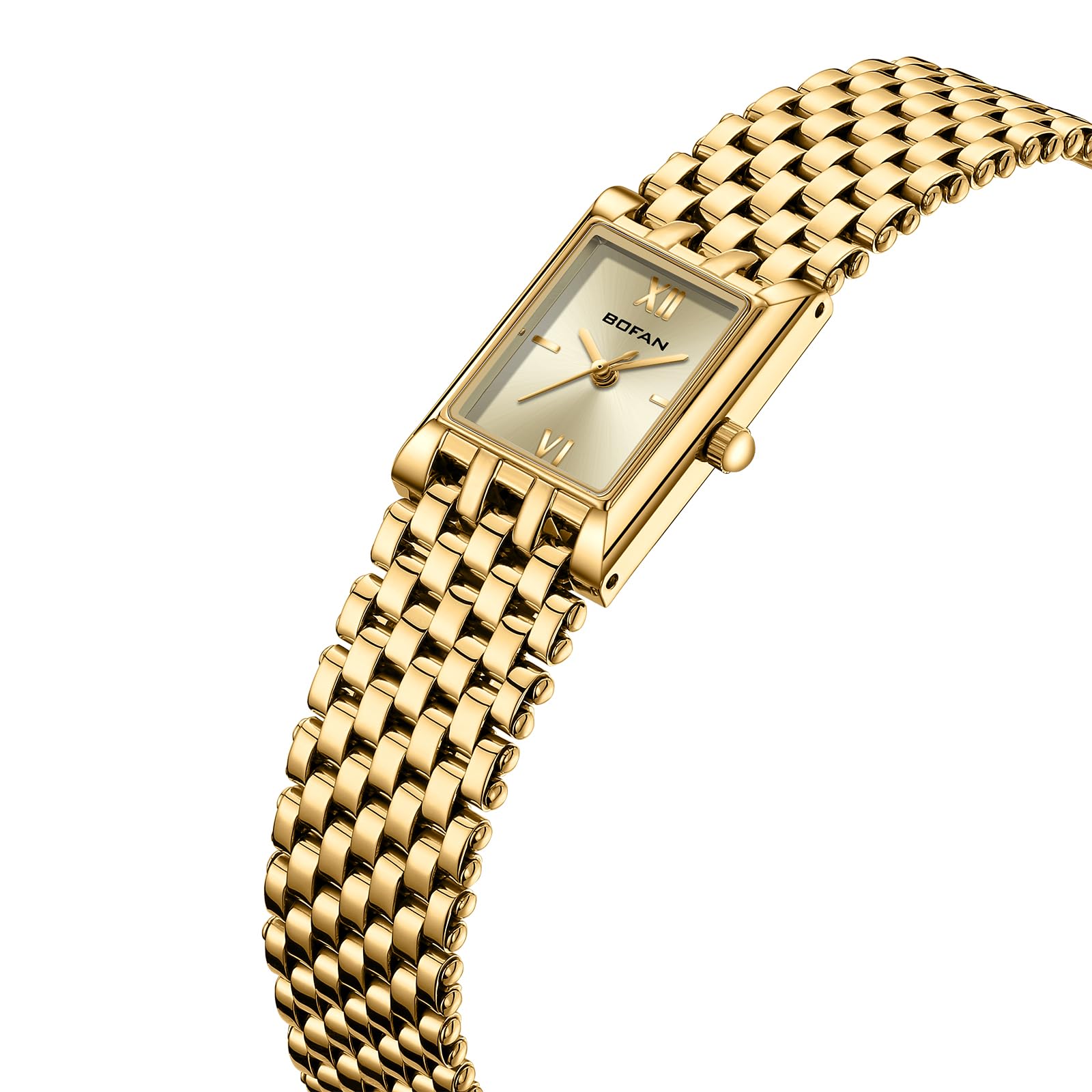 Luxury Gold Watches for Women - Stainless Steel Quartz Wristwatch with Square Dial, Waterproof & Adjustable Band (Includes Tool) - Perfect for Casual Wear, Office & Special Occasions