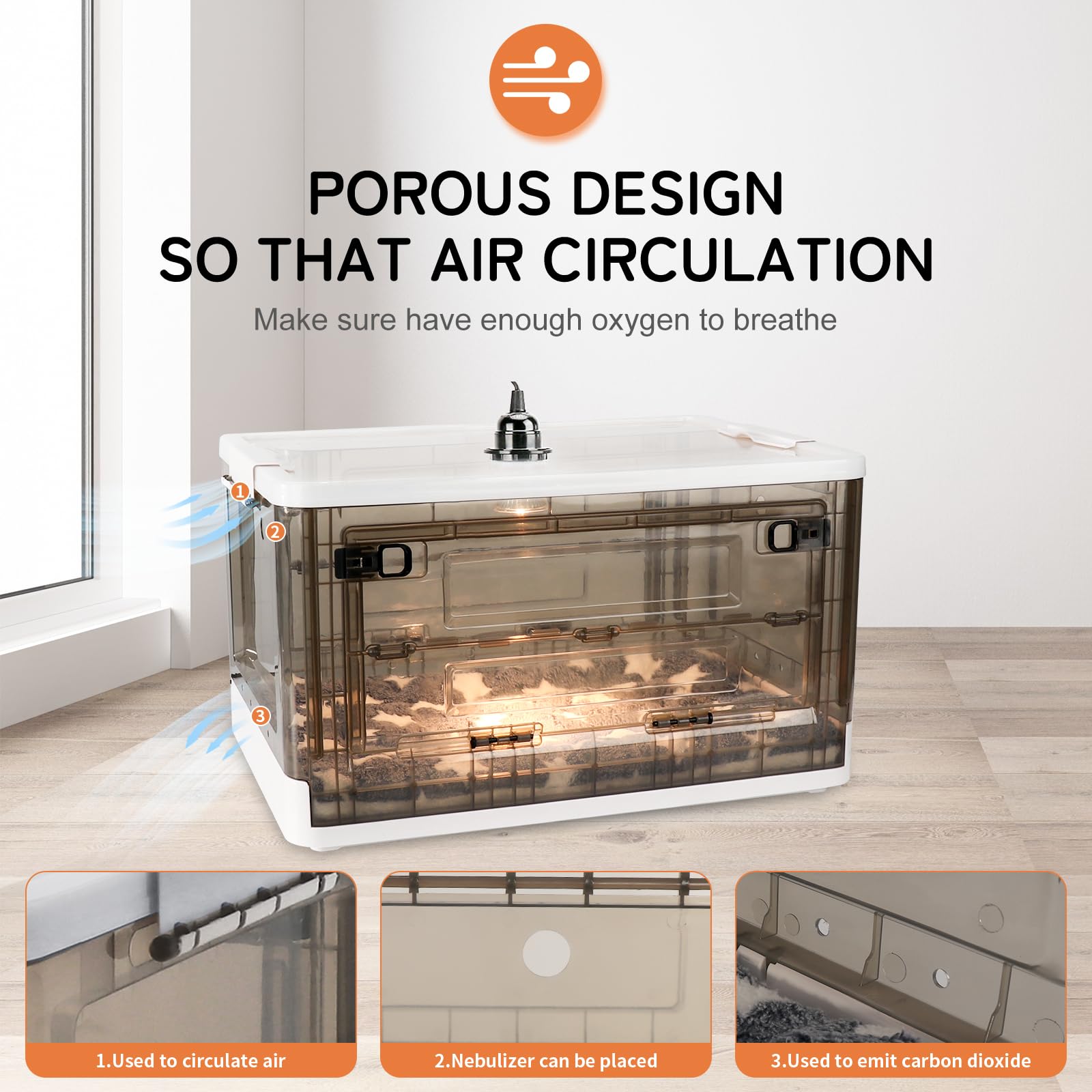 **Premium 55L Puppy & Kitten Incubator with Heating System - Newborn Pet Incubator with Comfortable Bed Mat - Ideal for Veterinary Clinics, Breeders & Pet Rescue Care**    *(Use Cases: Perfect for newborn puppy/kitten care, veterinary hospitals, pet breeders, animal shelters, and emergency pet warming needs.)*