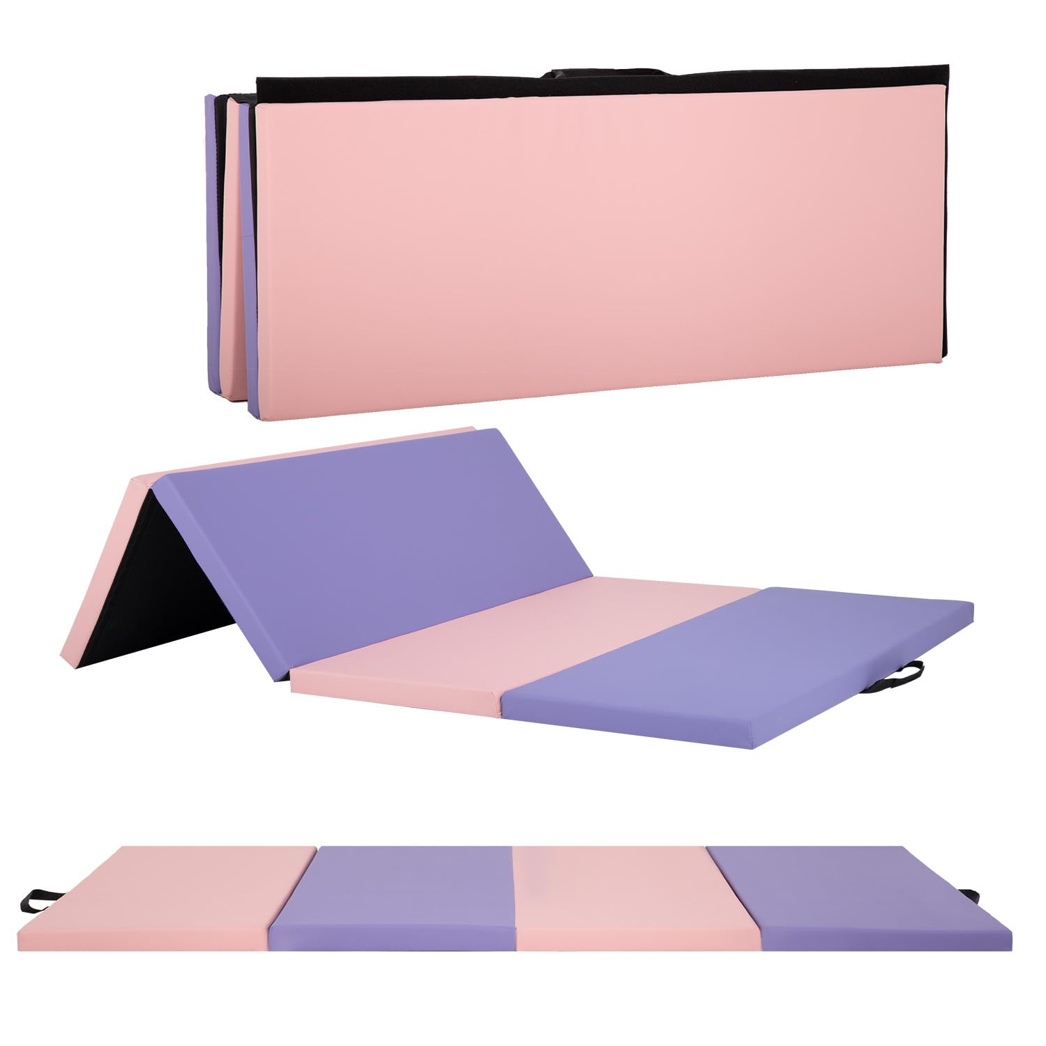 Best Foldable Portable Gymnastics Mat - Thick Tumbling Exercise Mat with Carrying Handles for Home, Gym & Studio - Ideal for Yoga, Cheerleading & Fitness Training