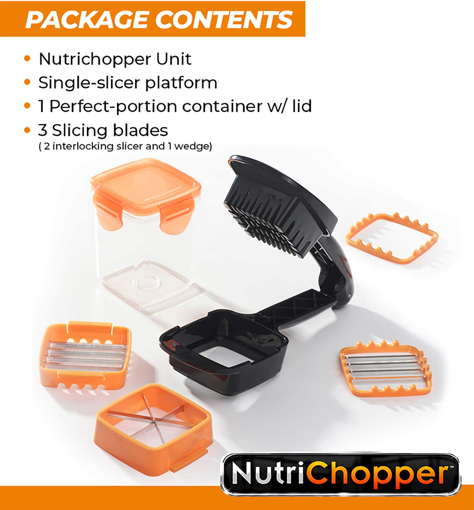 Nutrichopper Deluxe Food Chopper - 30% Larger Fresh-Keeping Storage Containers, Multi-Purpose Vegetable Slicer for Chopping, Cubing & Wedging with Stainless Steel Blades (Set of 4) - Perfect for Meal Prep, Salads, Soups & On-The-Go Snacks