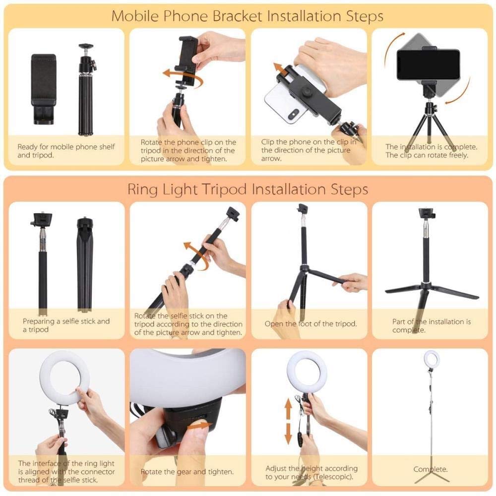 6 Inch Ring Light with Tripod - HD Portable Photography Lighting for Live Streaming, Selfies, TikTok Videos & YouTube Content Creation - Compatible with Mobile Phones & Desktop Use