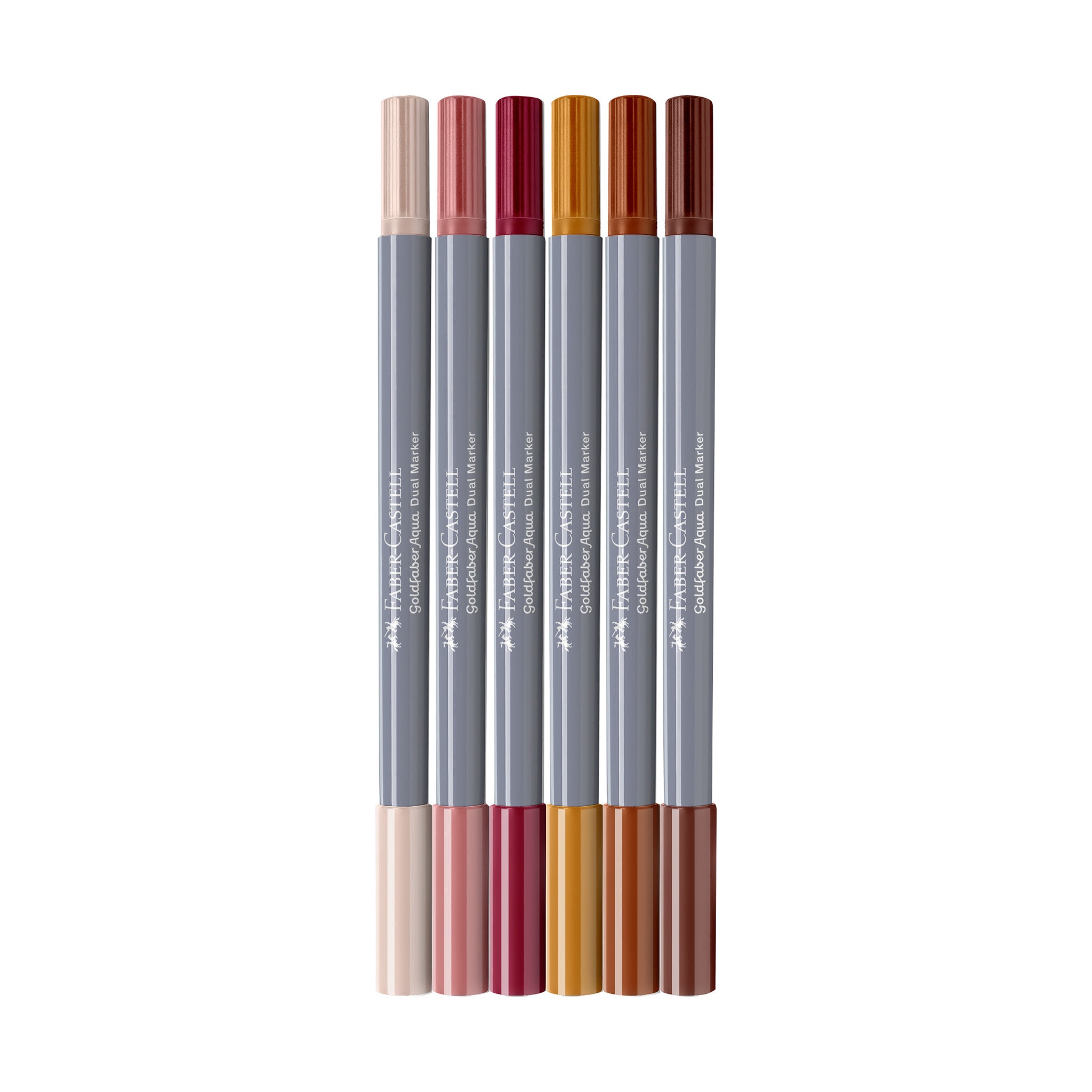Goldfaber Aqua Dual Tip Markers - Boho Lettering Set of 6 Watercolor Brush Pens (#164518) for Calligraphy, Journaling & Art Projects