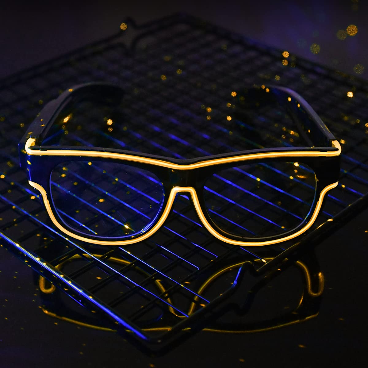 Wireless LED Light Up Glasses - 3 Lighting Modes, Glow in The Dark Party Glasses for DJ, EDM, Halloween, Christmas - Perfect for Nightclubs, Raves, Concerts & Festivals