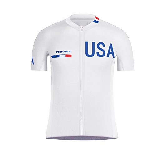 Cycling Jersey & BIB Pants Set - US Team MTB Downhill Jersey & Skinsuit for Professional Bicycle Racing | Perfect for Mountain Biking, Road Cycling & Training
