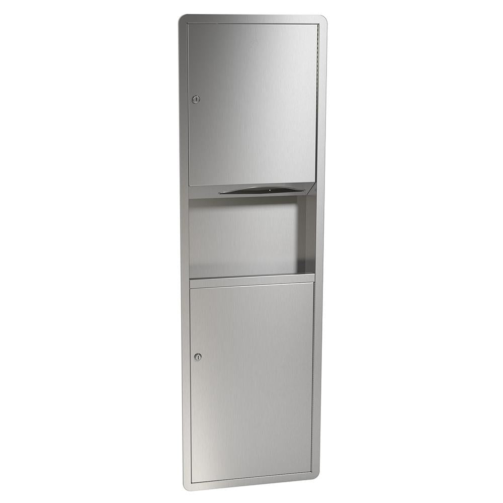 Bradley 235 1000 Semi-Recessed Towel Waste Unit - 49 Gallon Capacity, Multi C-Fold Dispenser for Commercial Restrooms & High-Traffic Areas