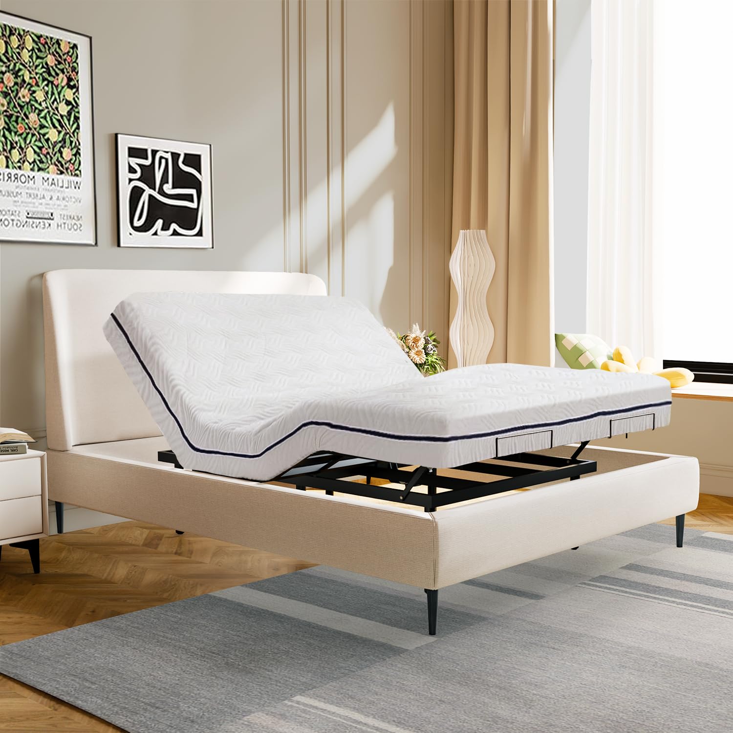Adjustable Queen Bed Frame with Wireless Remote, Zero Gravity Position, Independent Head & Foot Incline - Easy Assembly for Lounging, Reading & Sleeping - Perfect for Home, Apartment & Guest Room Use