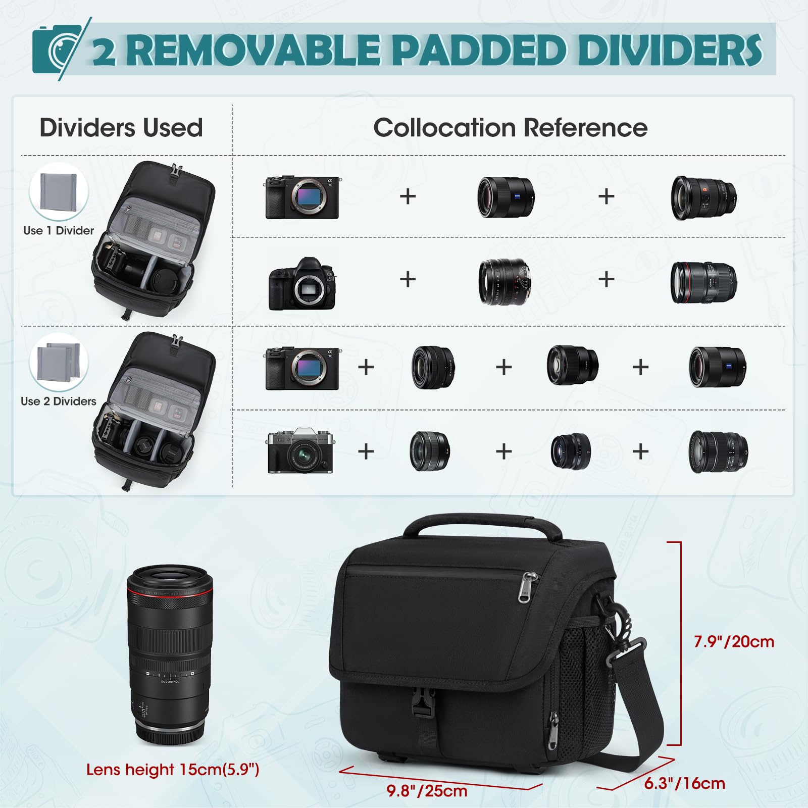 Waterproof DSLR/SLR/Mirrorless Camera Sling Bag with Tripod Holder & Rain Cover - Crossbody Camera Case for Canon Nikon Sony Fuji - Perfect for Outdoor Photography Travel & Hiking (Black)