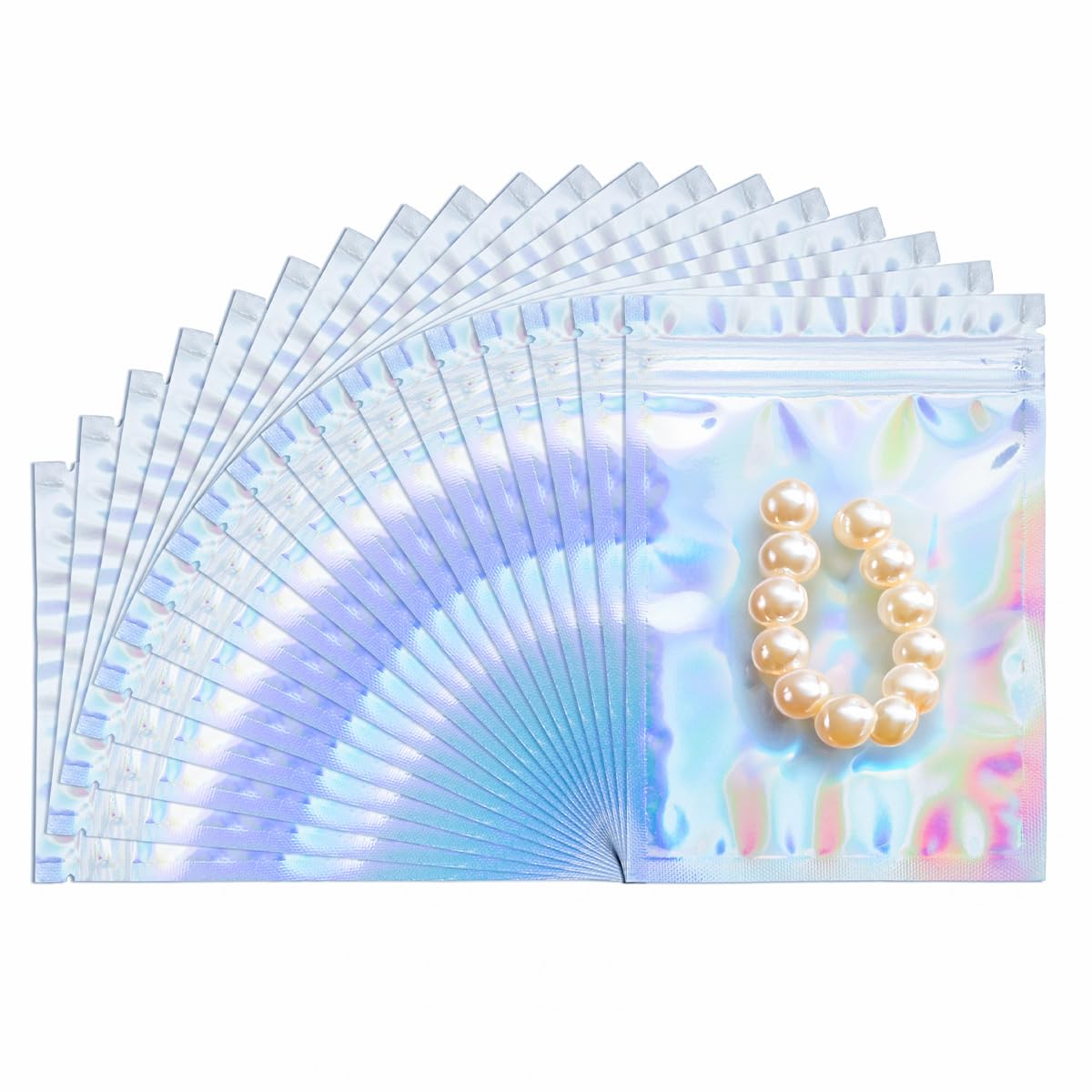 Resealable Mylar Bags for Food Storage - 5x8 Inch (100 Pack) Holographic | Airtight, Moisture-Proof | Perfect for Coffee, Tea, Spices, Nuts & Long-Term Food Preservation