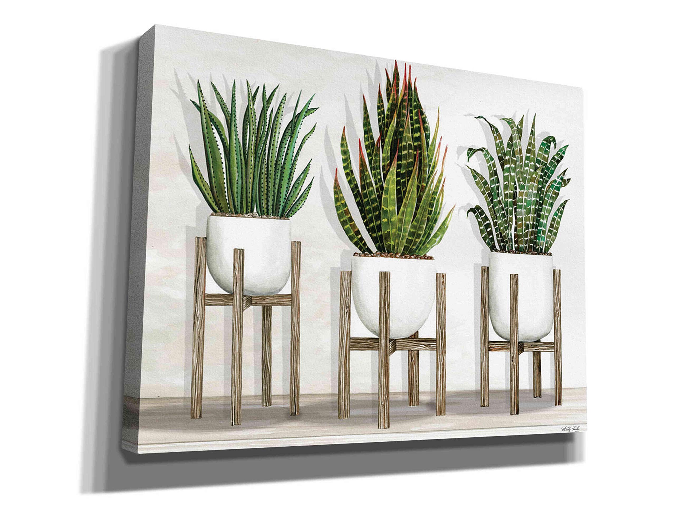Epic Graffiti 'White Pots on Stands I' by Cindy Jacobs - 34x26 Inch Modern Canvas Wall Art for Living Room, Bedroom & Office Decor - Ready to Hang Abstract Painting