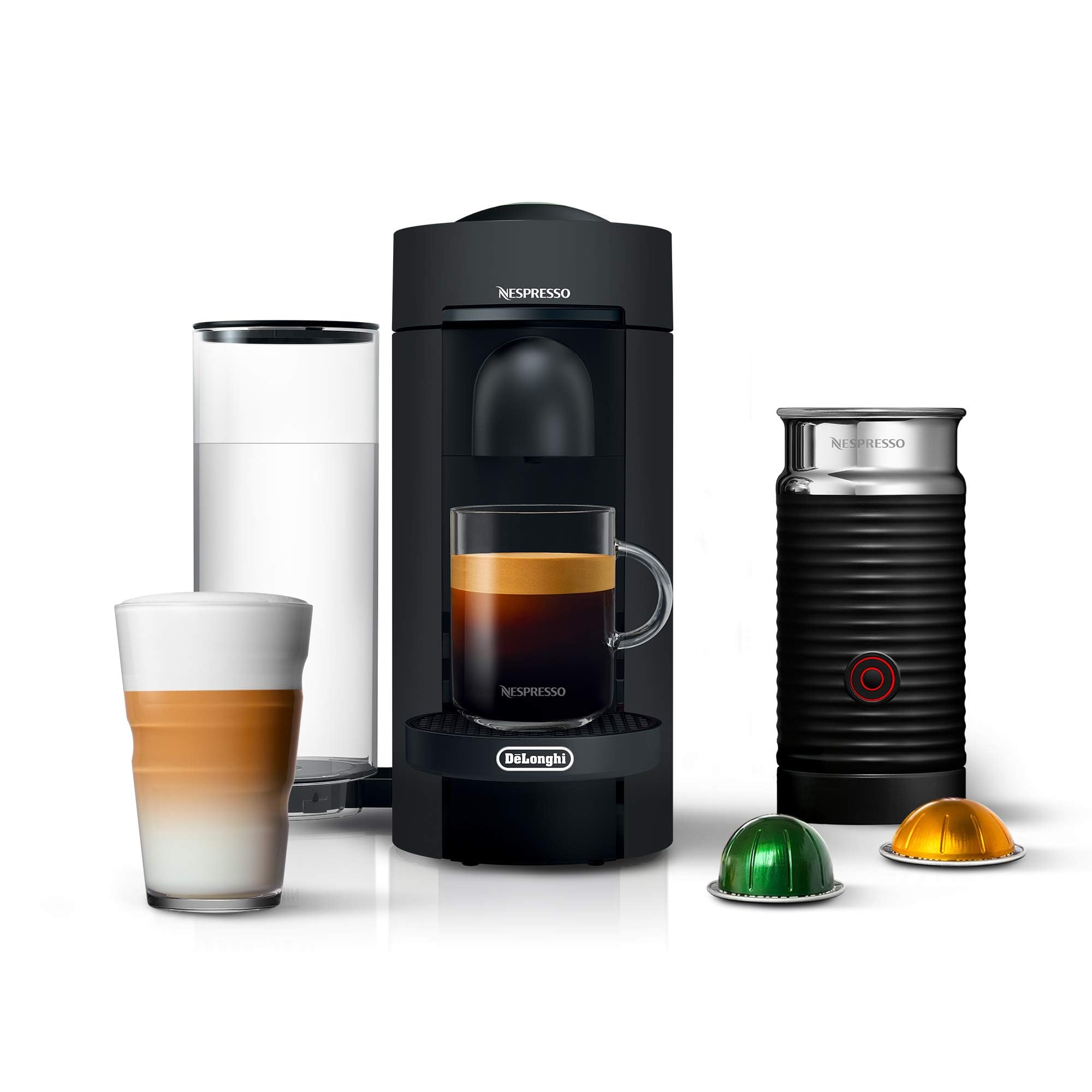 De'Longhi Nespresso VertuoPlus Coffee & Espresso Machine with Aeroccino Milk Frother - Limited Edition Matte Black | Perfect for Home & Office Brewing