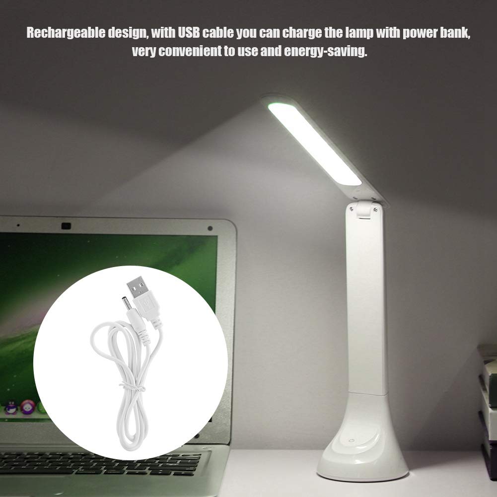Rechargeable LED Desk Lamp with Dimmable Eye-Caring Light - Foldable Study Lamp for Office, Dorm & Reading | Adjustable Brightness for Work, Homework & Night Use