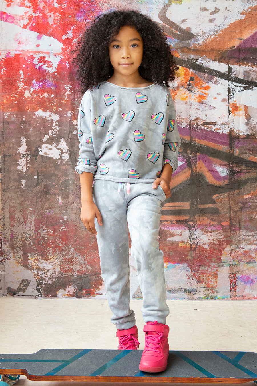 Appaman Stanton Girls' Tie Dye Sweatpants - Soft Grey Joggers for Kids | Perfect for Playdates, School & Lounge Wear