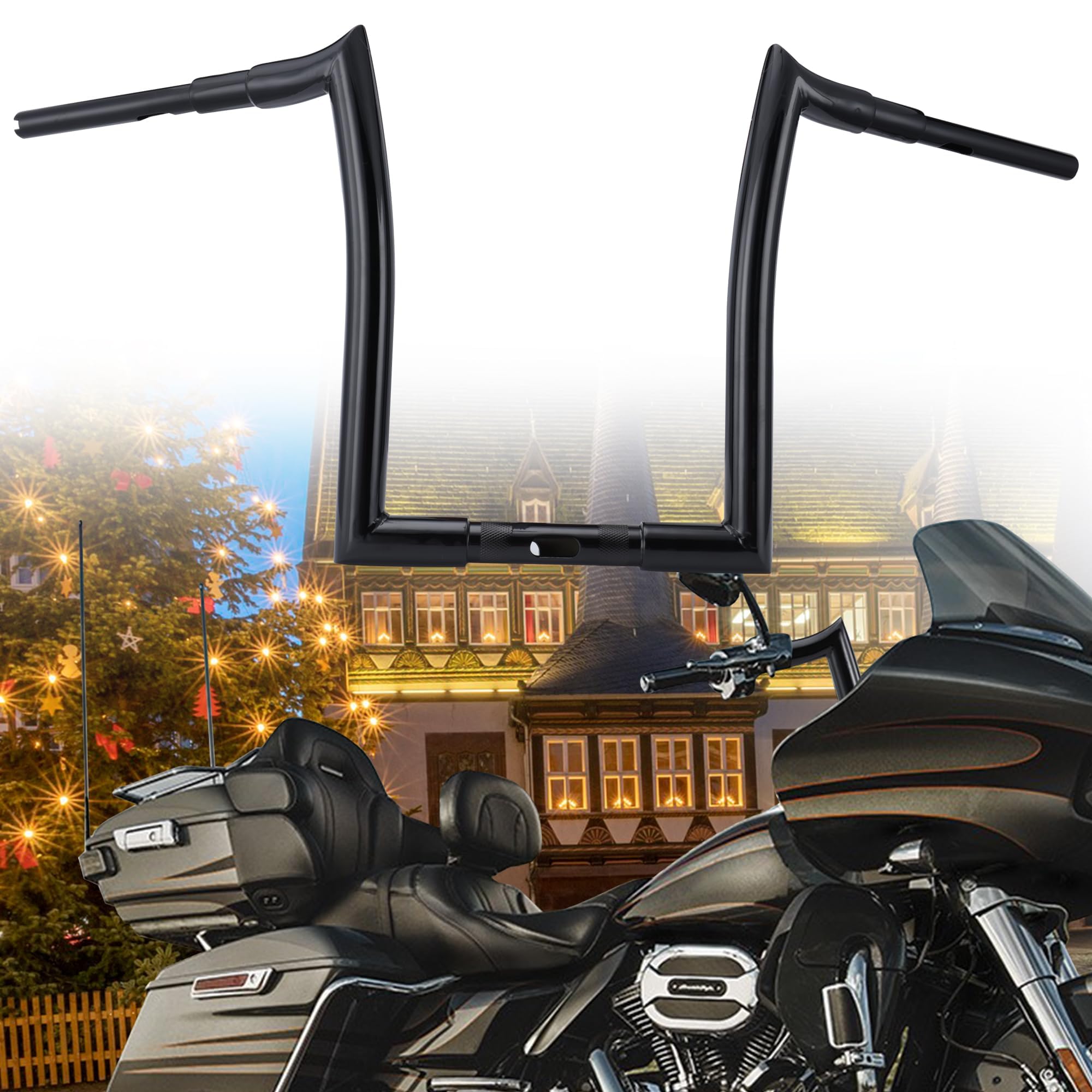 Gloss Black 1.5 Inch Fat Ape Hanger Handlebars - 16 Inch Rise - Easy Wiring - Compatible with Harley Davidson 2015-2023 Road Glide, Road Glide Special & Road Glide Ultra - Perfect for Custom Motorcycle Upgrades & Comfortable Long Rides