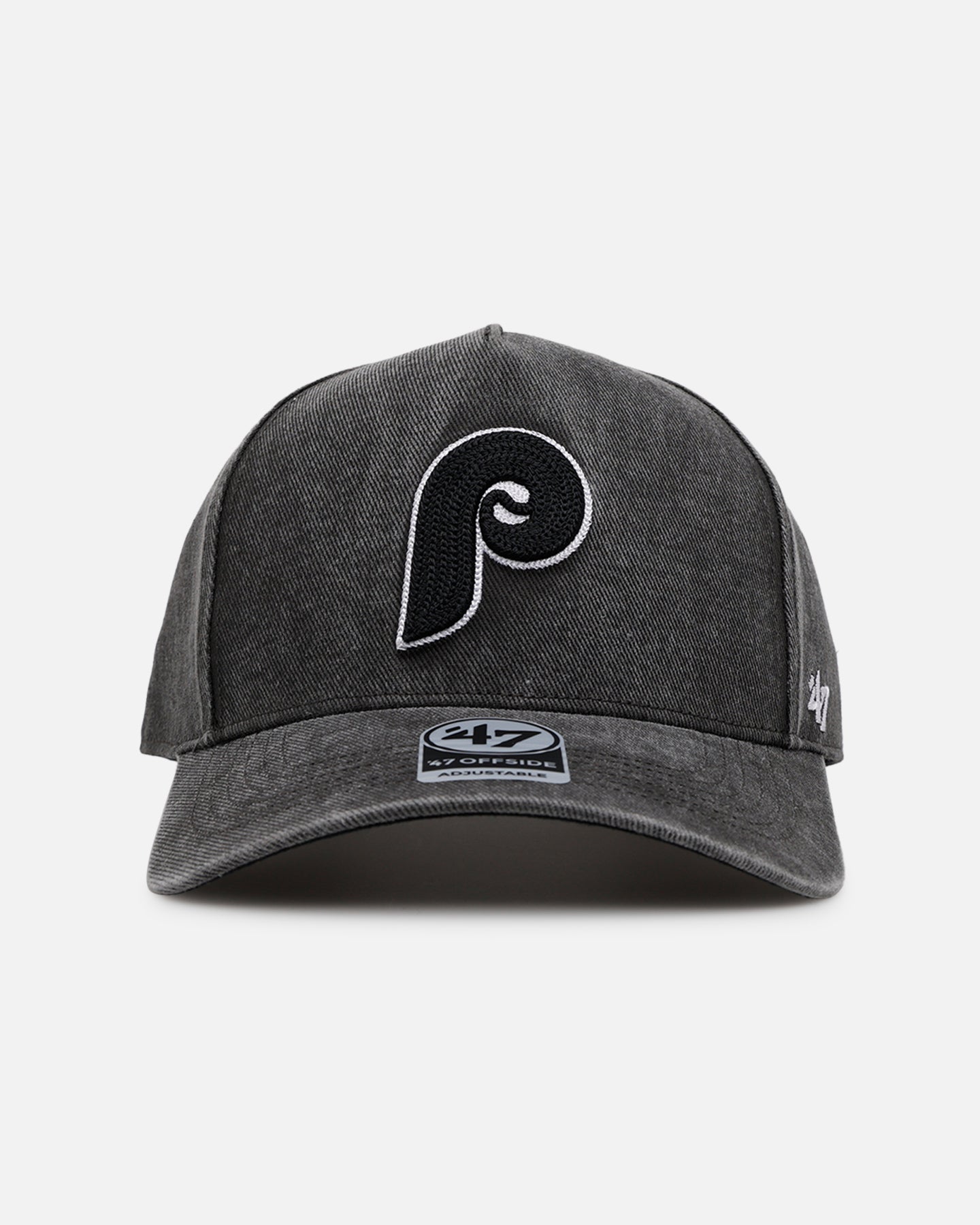 47 Brand Philadelphia Phillies 'Washed Black' Snapback Hat - Adjustable Baseball Cap for Men & Women - Perfect for Game Day, Sports Events & Casual Wear