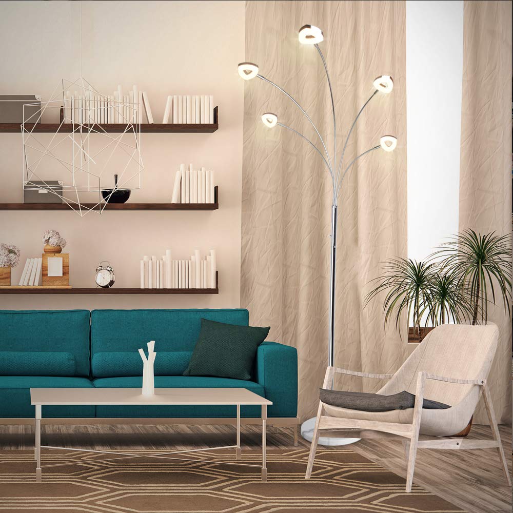 PADMA LED Floor Lamp with Rotatable Head - Dimmable Modern Standing Light with Crystal LED Beads for Eye Protection | 3000K Warm White Lighting for Living Room, Bedroom, Office & Corner | Perfect for Reading, Relaxing & Ambient Lighting