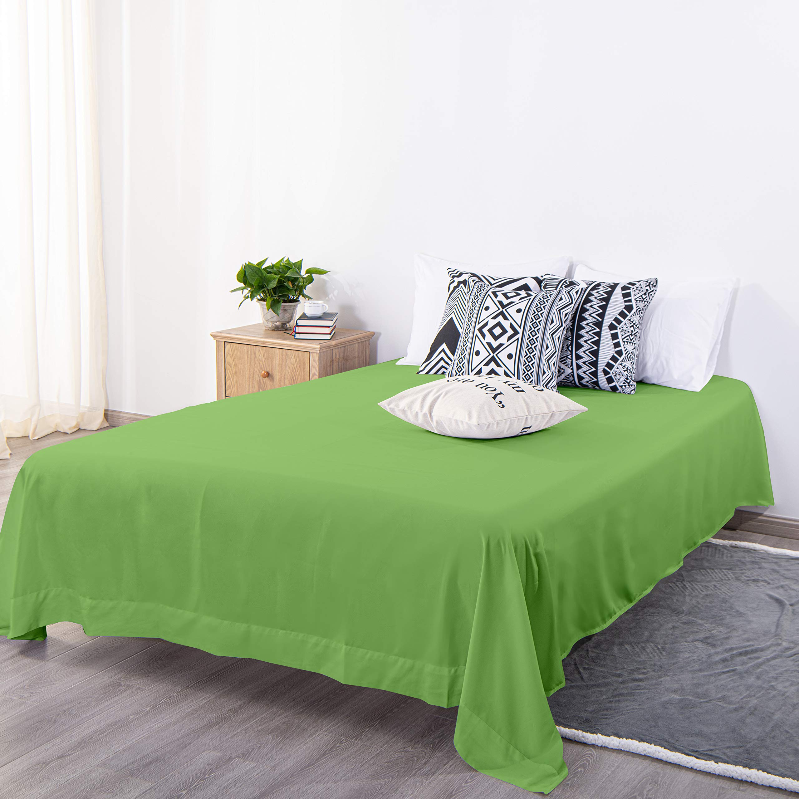 Luxury 1800 Thread Count California King Microfiber Flat Sheet - Wrinkle & Fade Resistant, Sage Green - Perfect for Master Bedrooms & Guest Rooms