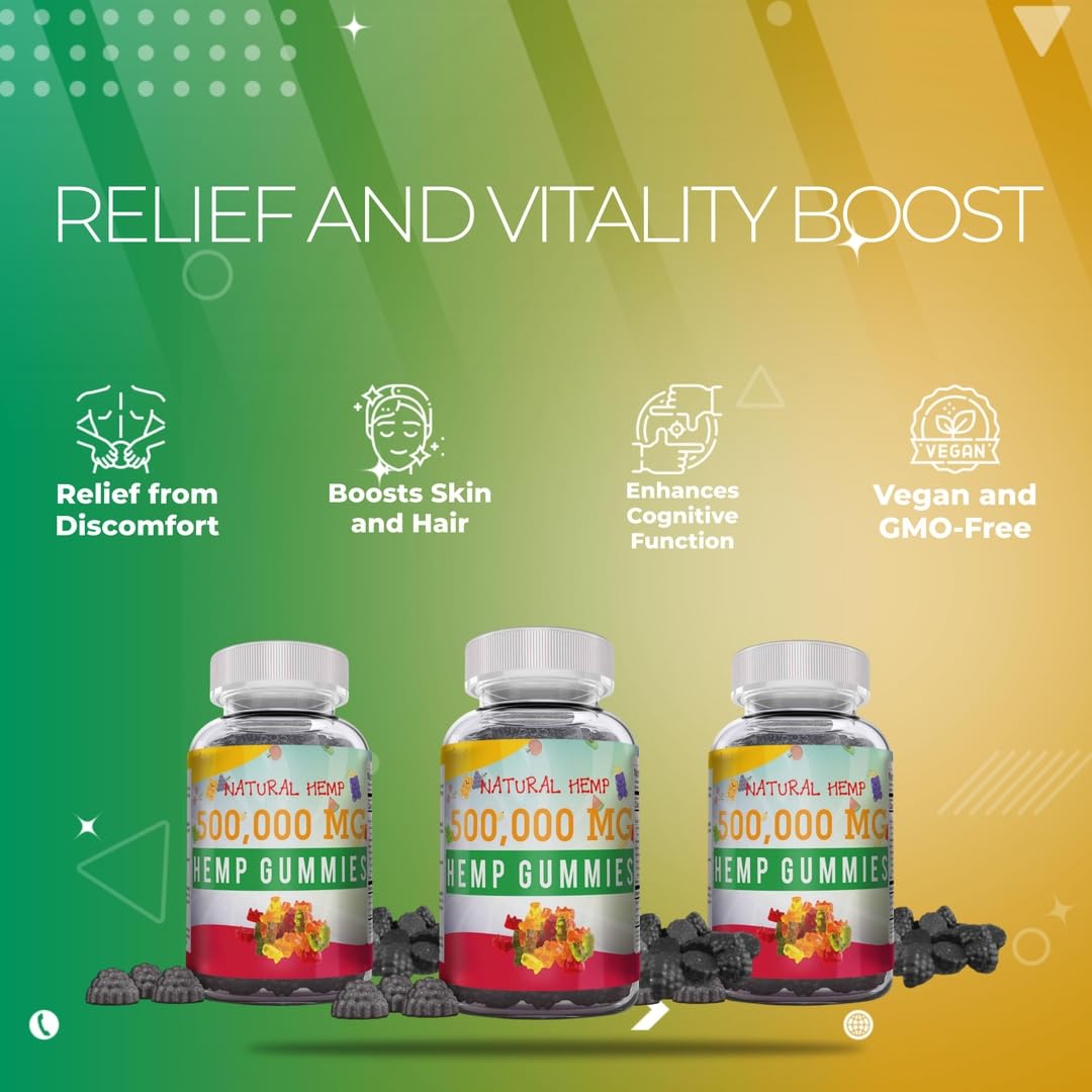 Organic Hemp Gummies for Men with Pure Hemp Oil Extract - Natural Performance Supplement with Vitamin B2, Extra Strength Edible, Made in USA - Perfect for Daily Wellness & Stress Relief