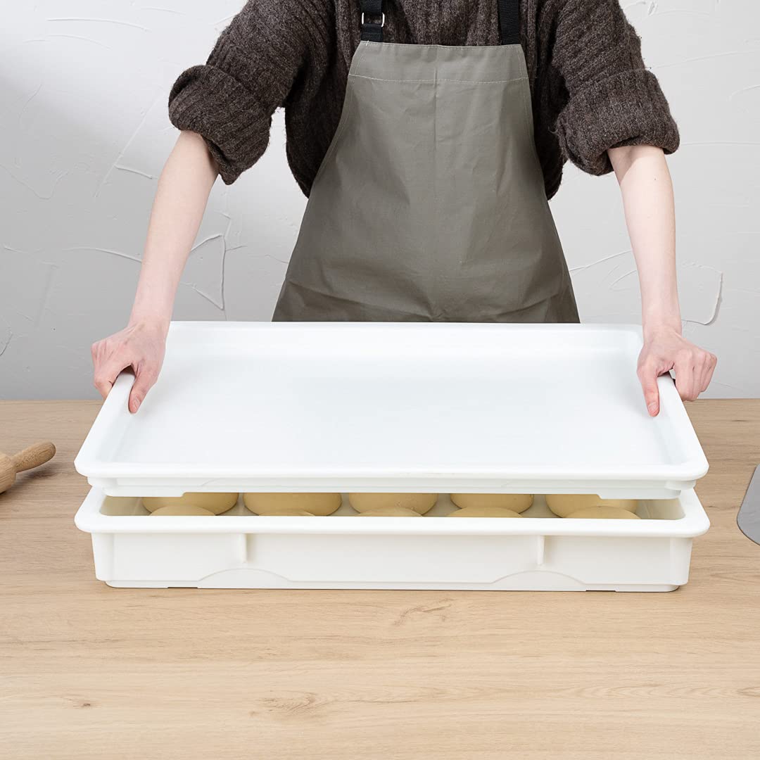 Restaurantware Rectangle Proofing Box Lid - Stackable, Dishwasher Safe White Plastic Dough Box Cover | Durable Pizza Dough Proofing Lid (Box Sold Separately) | Perfect for Bakeries, Pizzerias & Home Baking