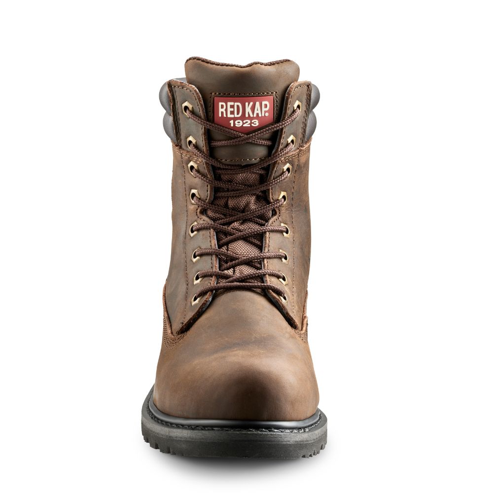 Red Kap Unisex 8 Steel Toe Work Safety CSA Boot CF23100ABR - Brown Leather Industrial Boots for Construction, Warehouse & Outdoor Work | OSHA Compliant Safety Footwear