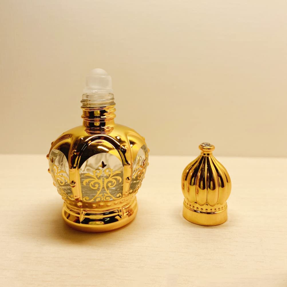2 Pack Empty Refillable Essential Oil Roller Bottles - Vintage Arabic Crystal Glass Roller Bottles for Perfume & Aromatherapy | Perfect for DIY Essential Oils, Travel & Gift Sets