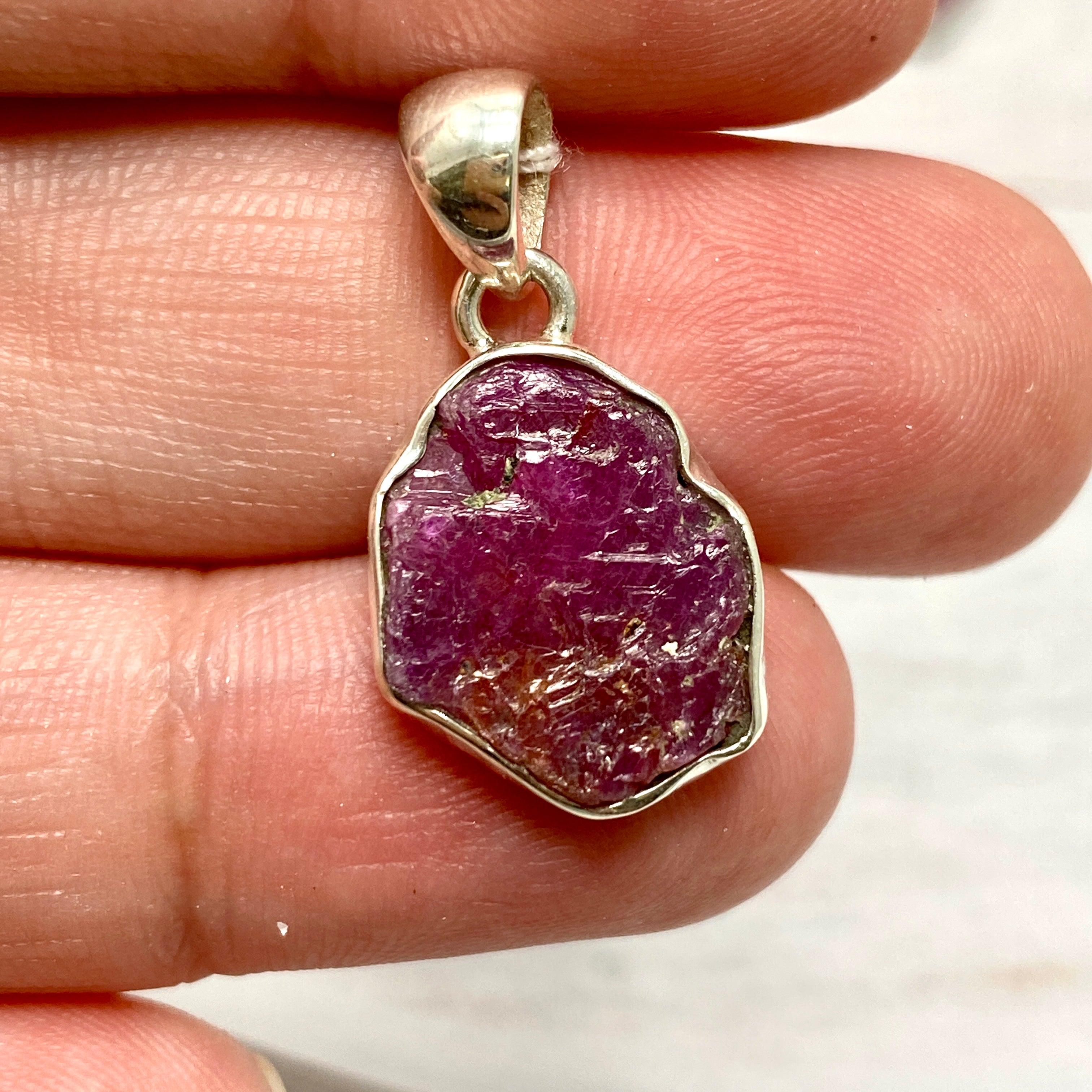 Natural Ruby Raw Hexagonal Pendant Necklace - KPGJ3341 | Handmade Boho Jewelry for Women, Gift for Her | Perfect for Meditation, Yoga & Spiritual Healing