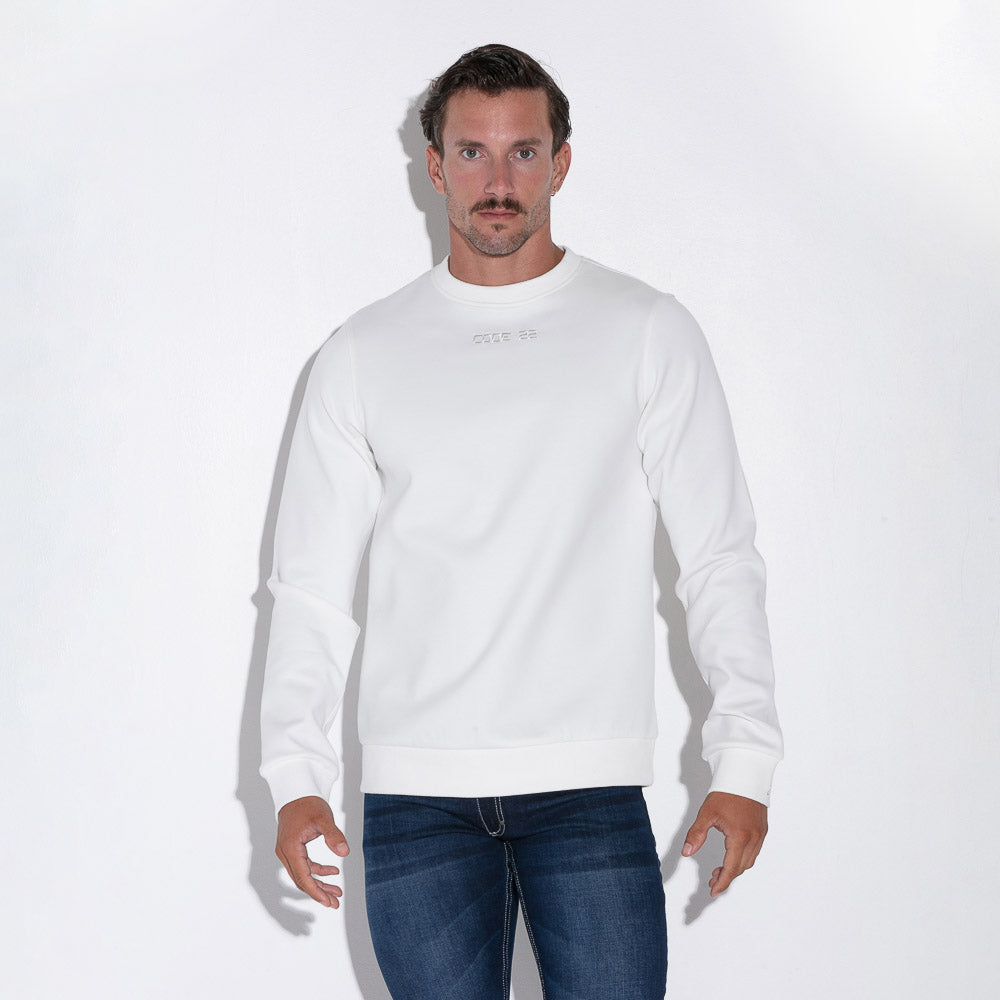 Code 22 Essential Sweatshirt 9745 - Premium White Cotton Pullover for Men & Women | Casual Comfort Wear for Everyday, Gym & Street Style